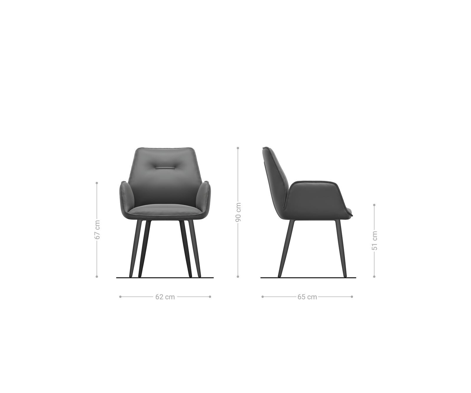 Chaise-de-salle-à-manger Zoa-Flex microvelours anthracite vintage 4 pieds coniques noir ressorts ensachés