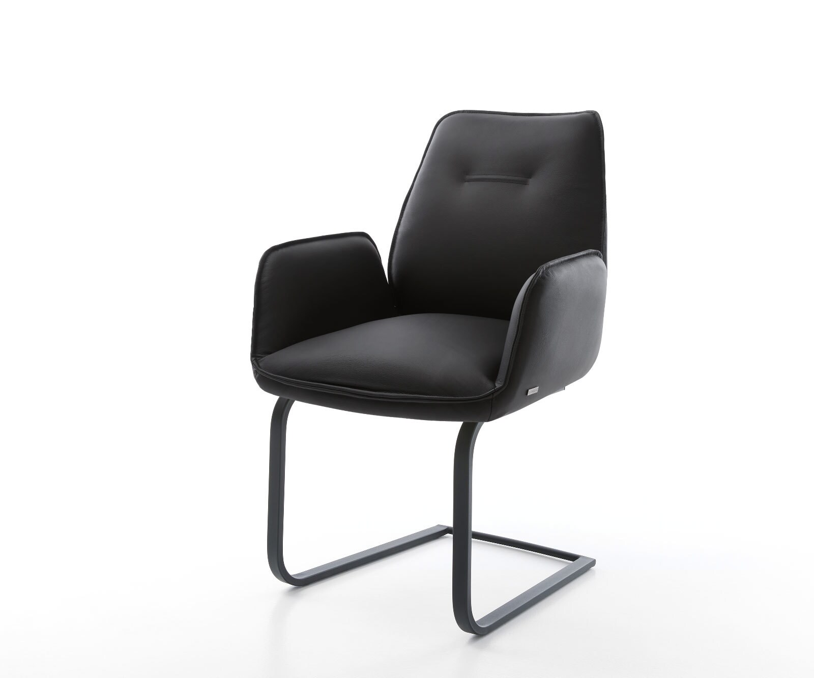 Cantilever Zoa-Flex cuir de vache noir pied cantilever plat noir ressorts ensachés