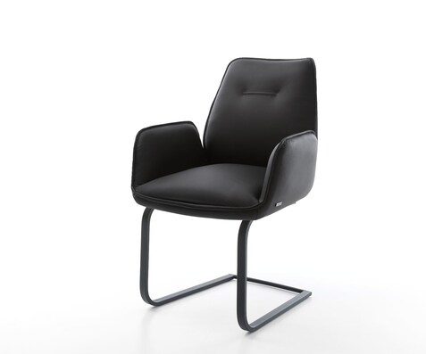 Cantilever Zoa-Flex cuir de vache noir pied cantilever plat noir ressorts ensachés