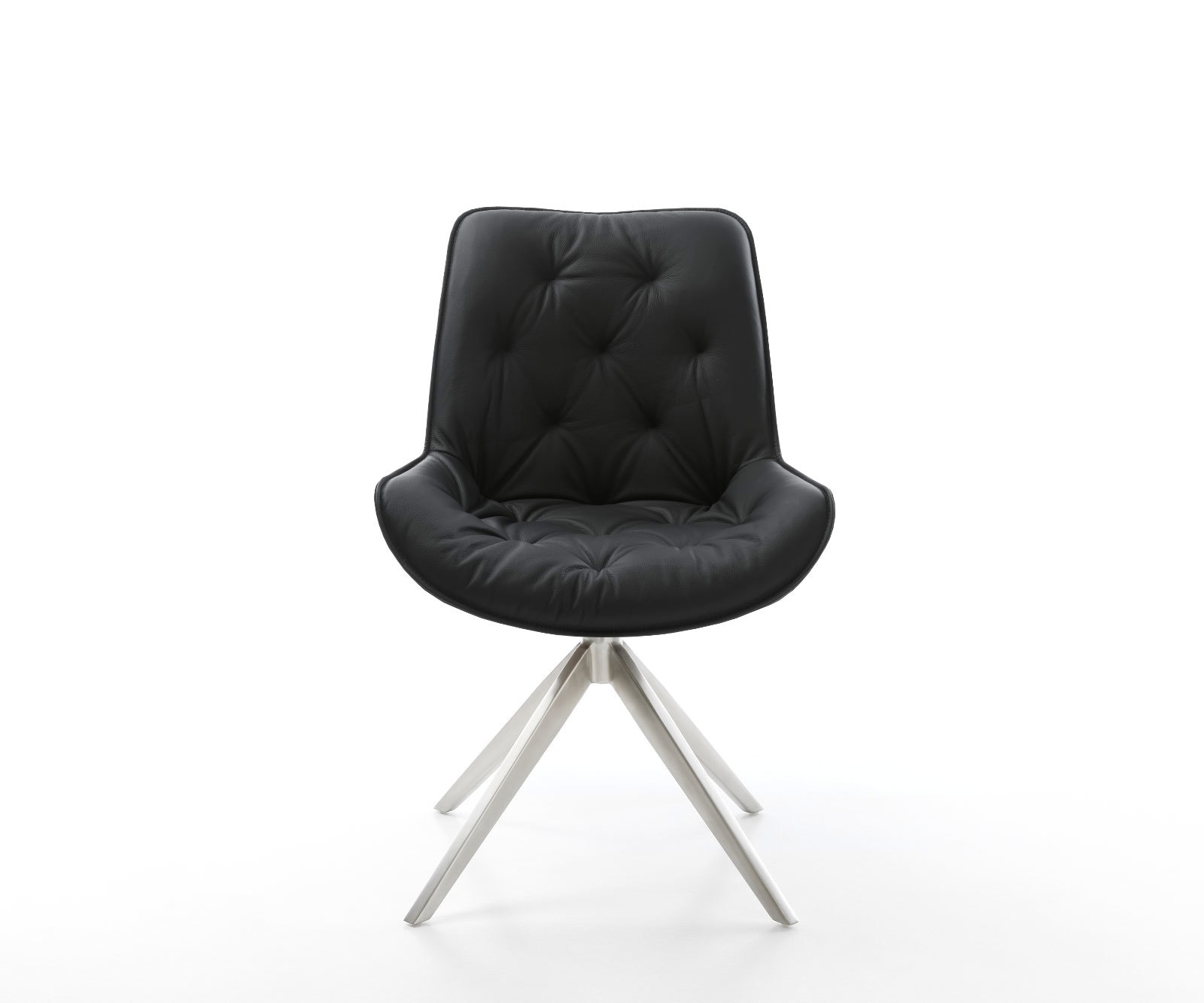 Chaise-pivotante Taimi-Flex cuir de vache noir pied croisé large acier inoxydable brossé pivotement sur 360° fonction bascule 1 Chaise-pivotante Taimi-Flex cuir de vache noir pied croisé large acier inoxydable brossé pivotement sur 360° fonction bascule 1