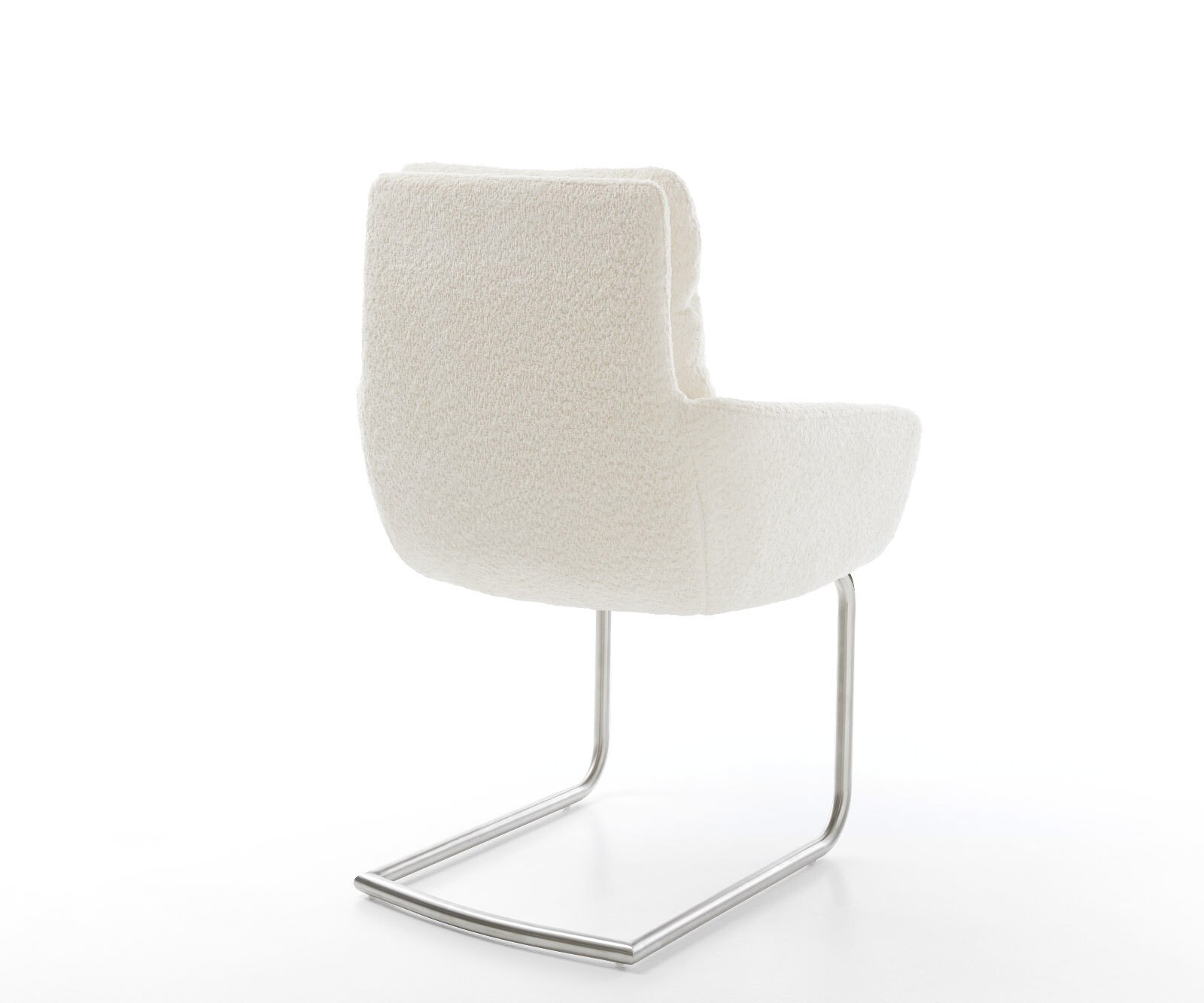 Cantilever Abelia-Flex avec accoudoirs bouclé blanc pied cantilever rond acier inoxydable brossé 4 Cantilever Abelia-Flex avec accoudoirs bouclé blanc pied cantilever rond acier inoxydable brossé 4