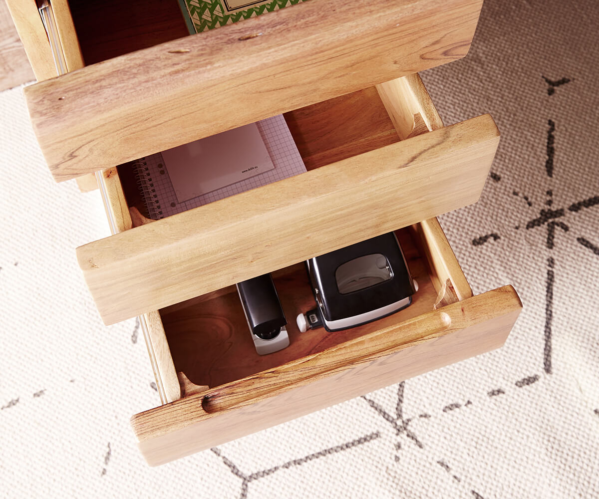 Table-bureau Live-Edge 150x60 cm acacia nature 3 tiroirs 4