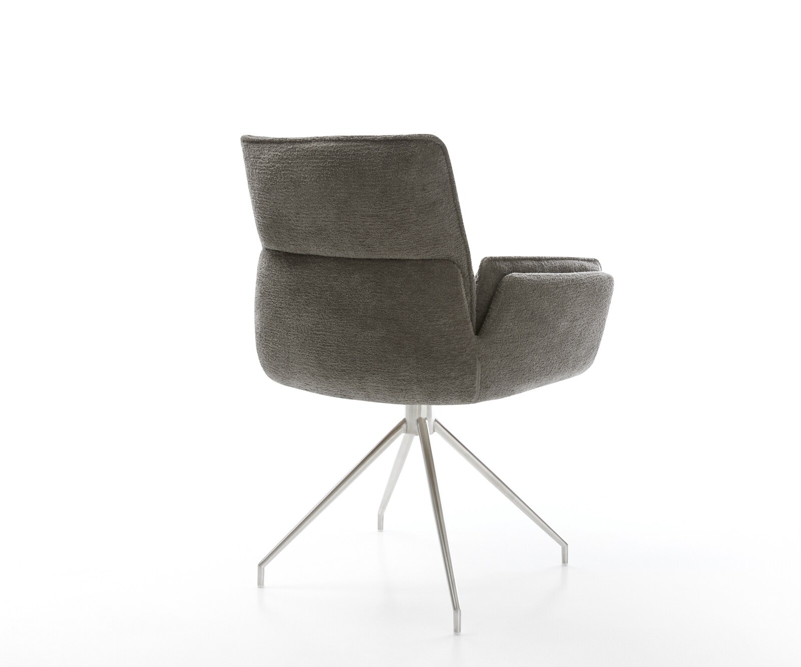 Chaise-de-salle-à-manger Nela-Flex bouclé doux couleur boue pied croisé conique acier inoxydable 4