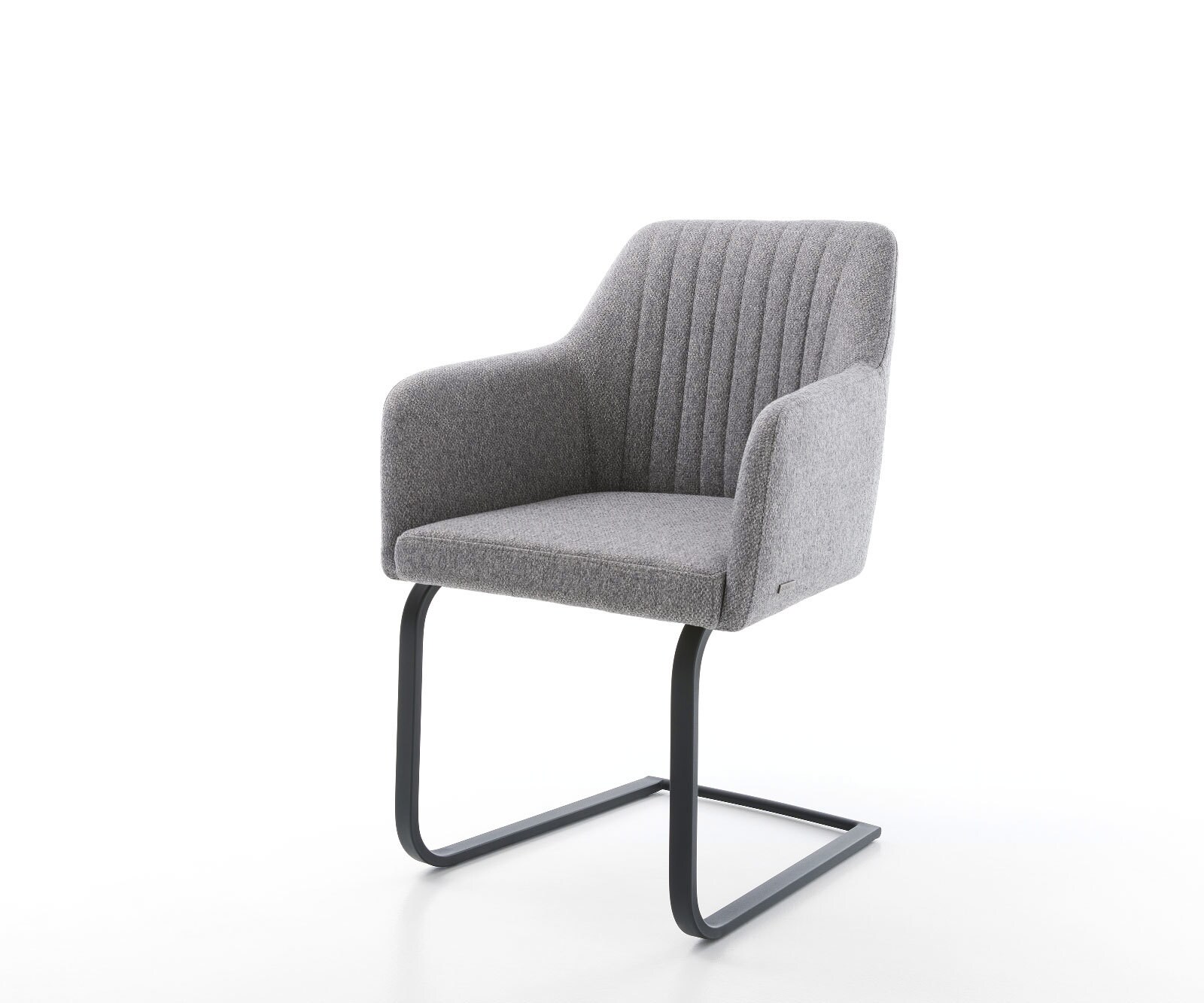 Cantilever Greg-Flex tissu texturé gris clair pied cantilever plat noir ressorts ensachés