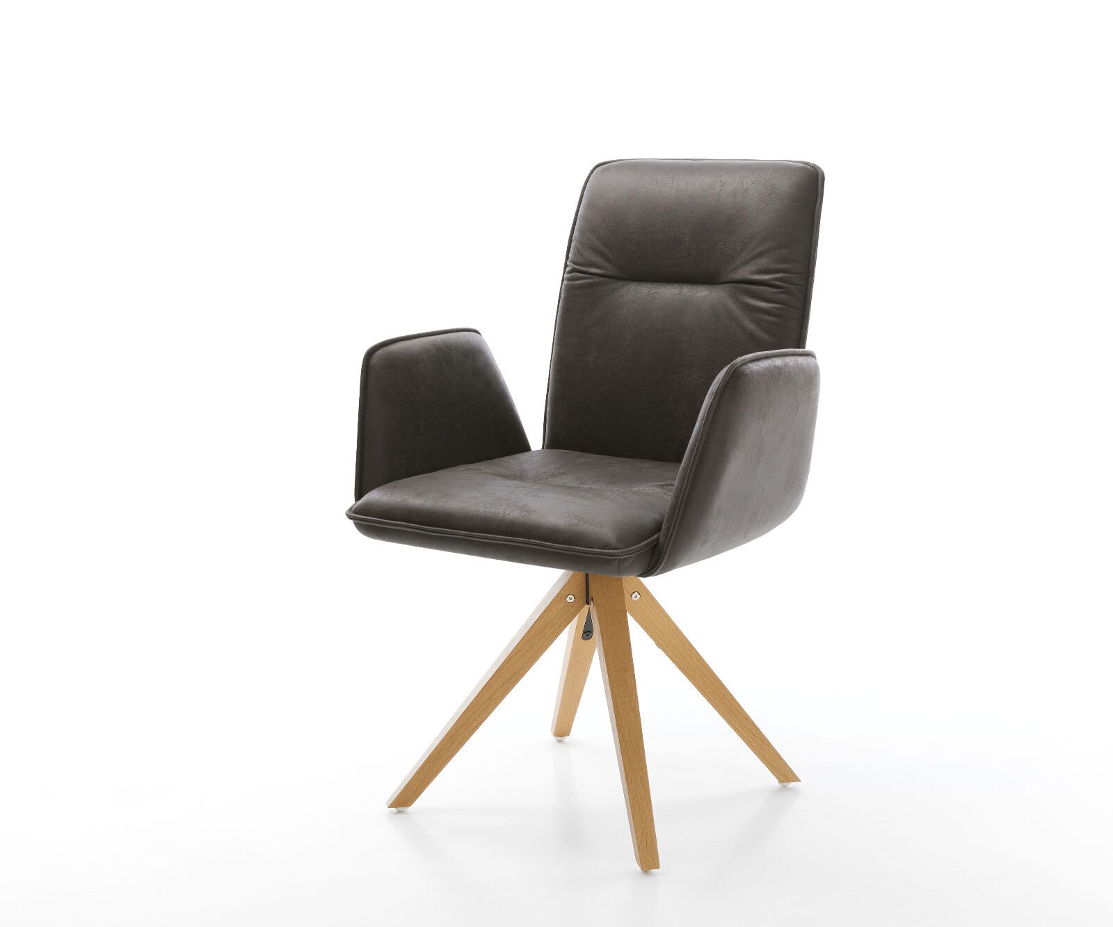 Chaise-de-salle-à-manger Vinja-Flex microvelours anthracite vintage pied en bois angulaire naturel