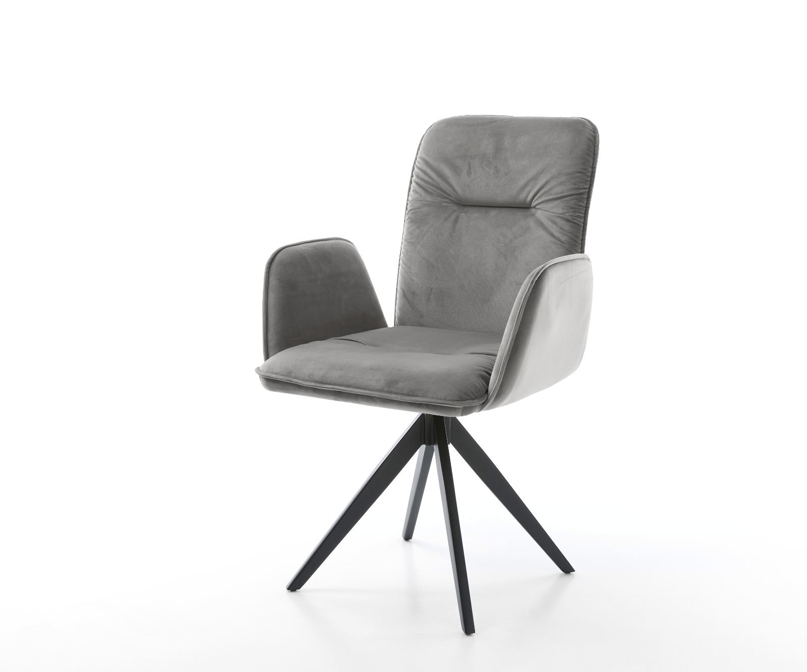 Chaise-de-salle-à-manger Vinja-Flex velours gris pied croisé angulaire noir Chaise-de-salle-à-manger Vinja-Flex velours gris pied croisé angulaire noir