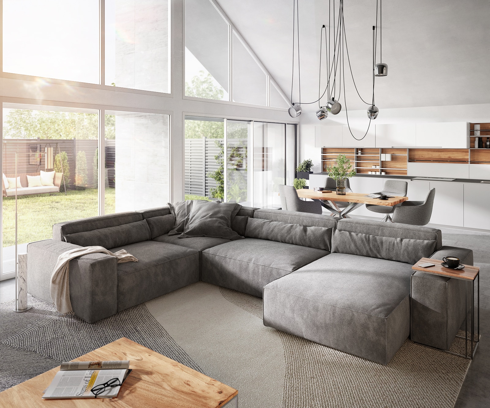 Canapé panoramique Sirpio XL 360x260 cm Microfibre Taupe Recamiere variable 1 Canapé panoramique Sirpio XL 360x260 cm Microfibre Taupe Recamiere variable 1