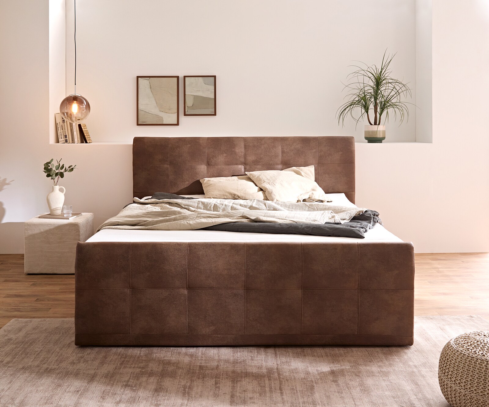 Lit Amarillo 180x200 cm marron avec sur-matelas sommier tapissier 2