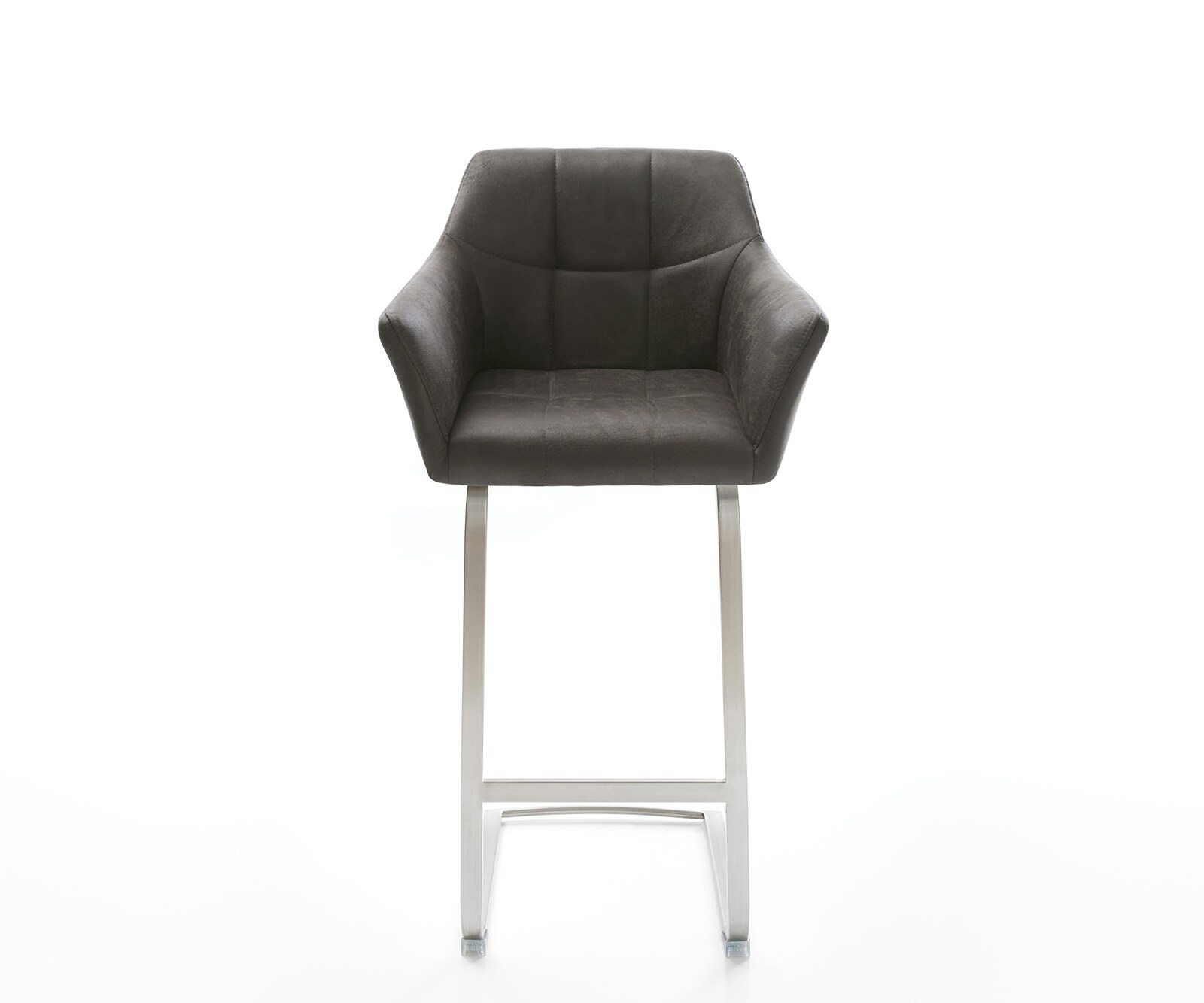 Chaise-de-bar Yulo-Flex vintage anthracite cantilever plat acier inoxydable 1
