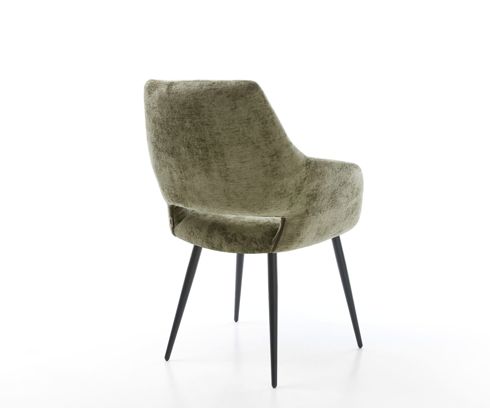 Chaise-de-salle-à-manger Yago-Flex avec accoudoirs chenille olive 4 pieds coniques noir ressorts ensachés 4 Chaise-de-salle-à-manger Yago-Flex avec accoudoirs chenille olive 4 pieds coniques noir ressorts ensachés 4