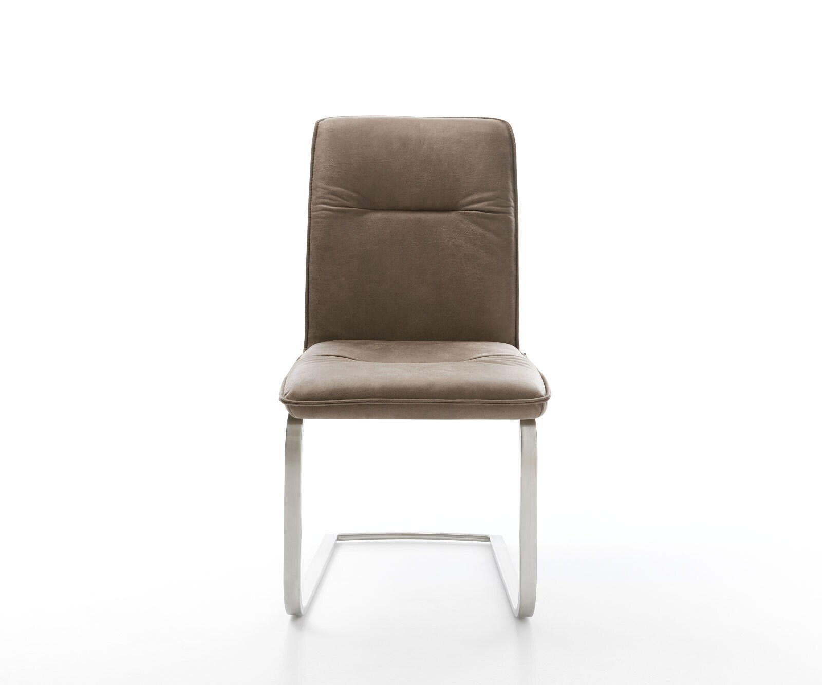 Cantilever Vinjo-Flex microvelours taupe vintage pied cantilever plat acier inoxydable brossé 1