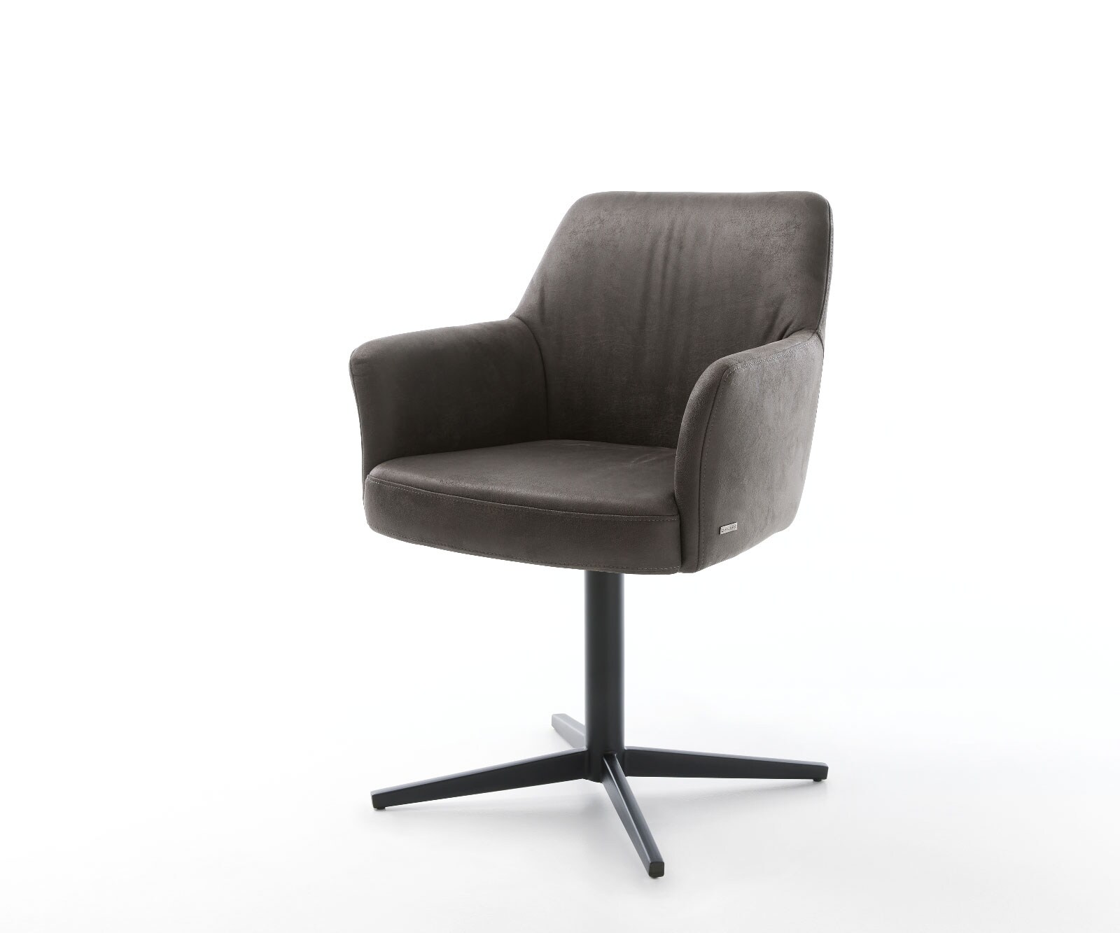 Chaise-pivotante Xana-Flex avec accoudoirs microvelours anthracite vintage pied de chaise 4 branches noir pivotement sur 360° ressorts ensachés