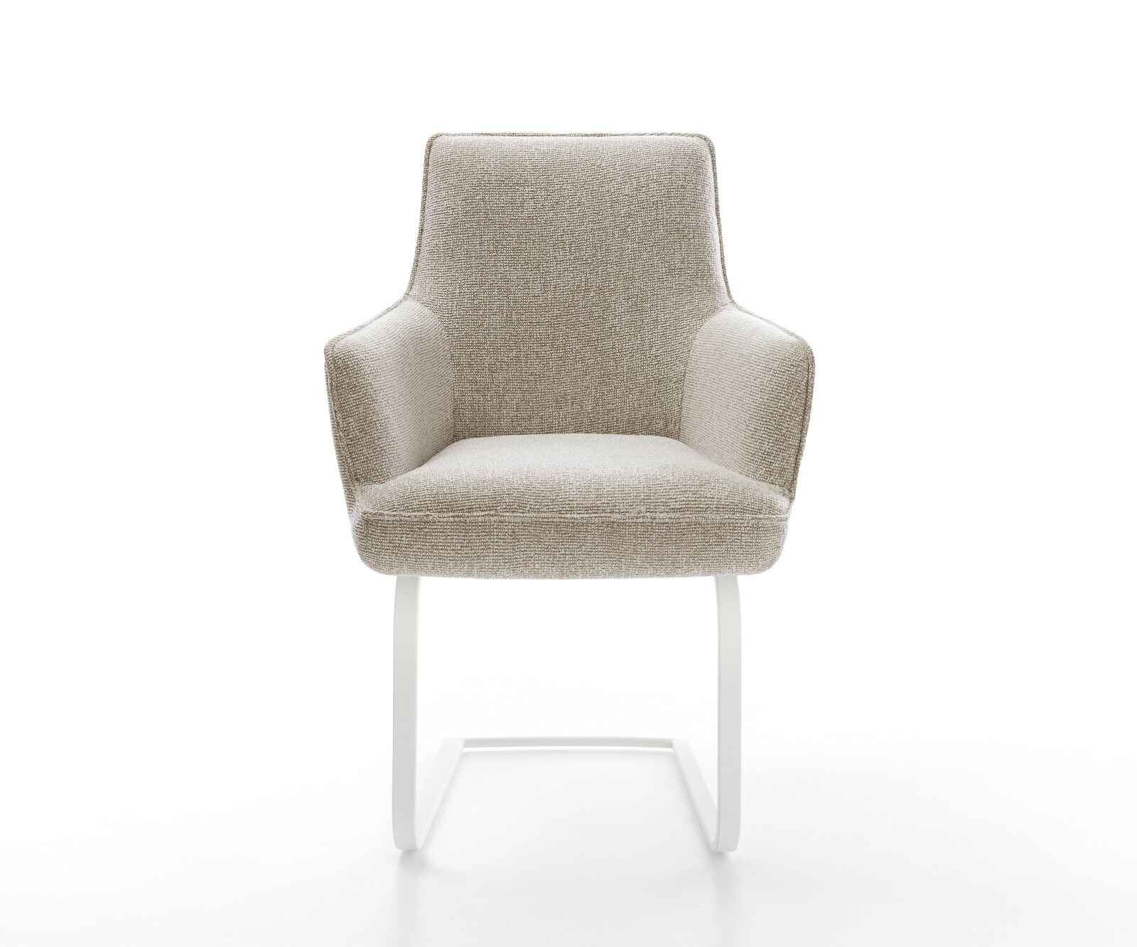 Cantilever Heira-Flex avec accoudoirs tissu tissé doux beige pied cantilever plat blanc resorts ensachés 2