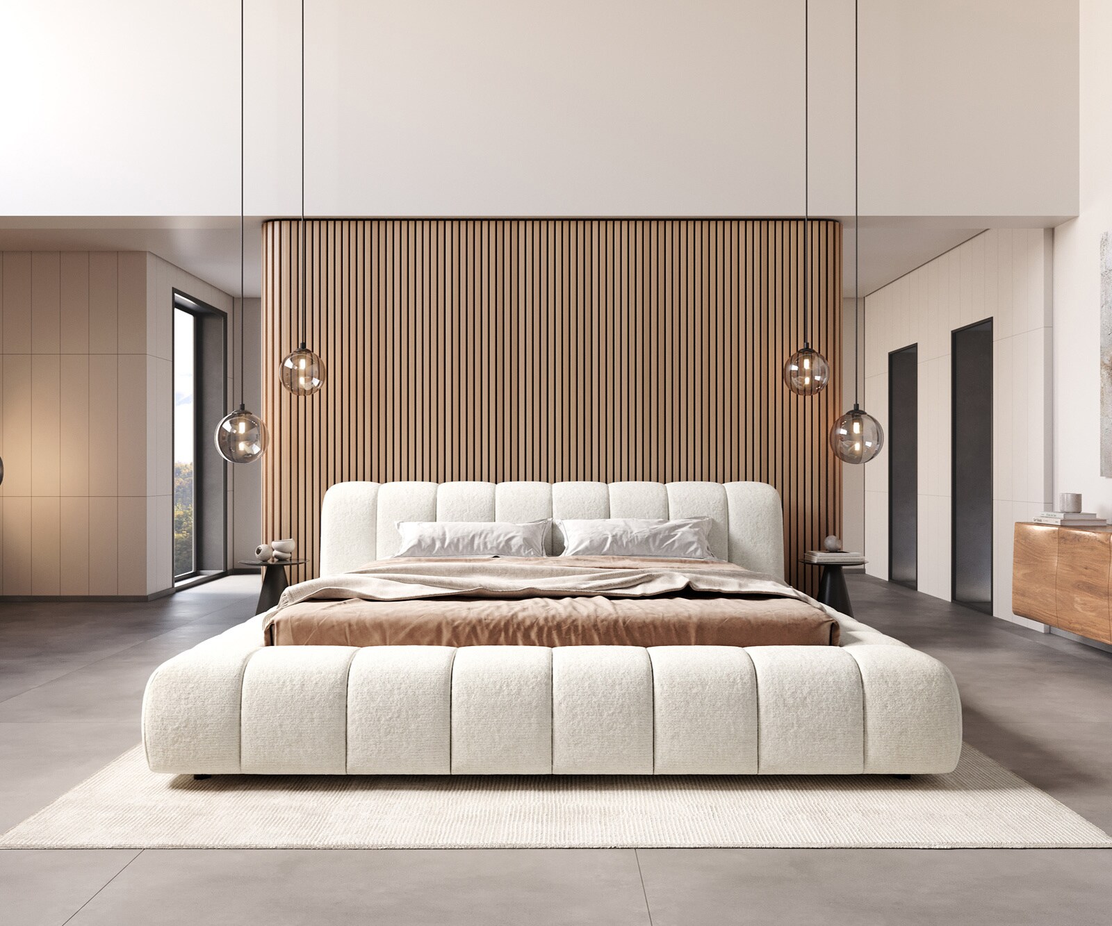 Cadre de lit rembourré Cutio bouclé soft beige 180x200 cm 2