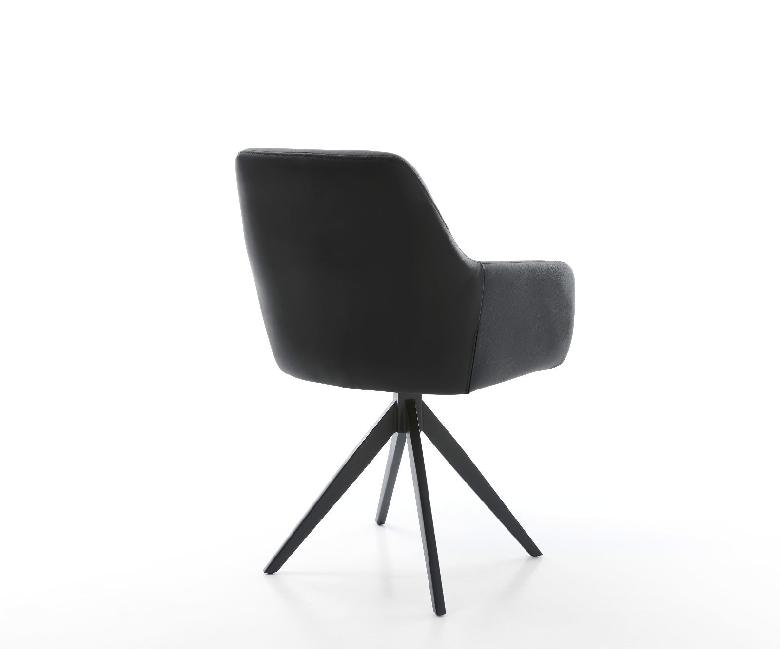 Chaise-de-salle-à-manger Pejo-Flex cuir de vache noir pied croisé angulaire noir ressorts ensachés 4 Chaise-de-salle-à-manger Pejo-Flex cuir de vache noir pied croisé angulaire noir ressorts ensachés 4