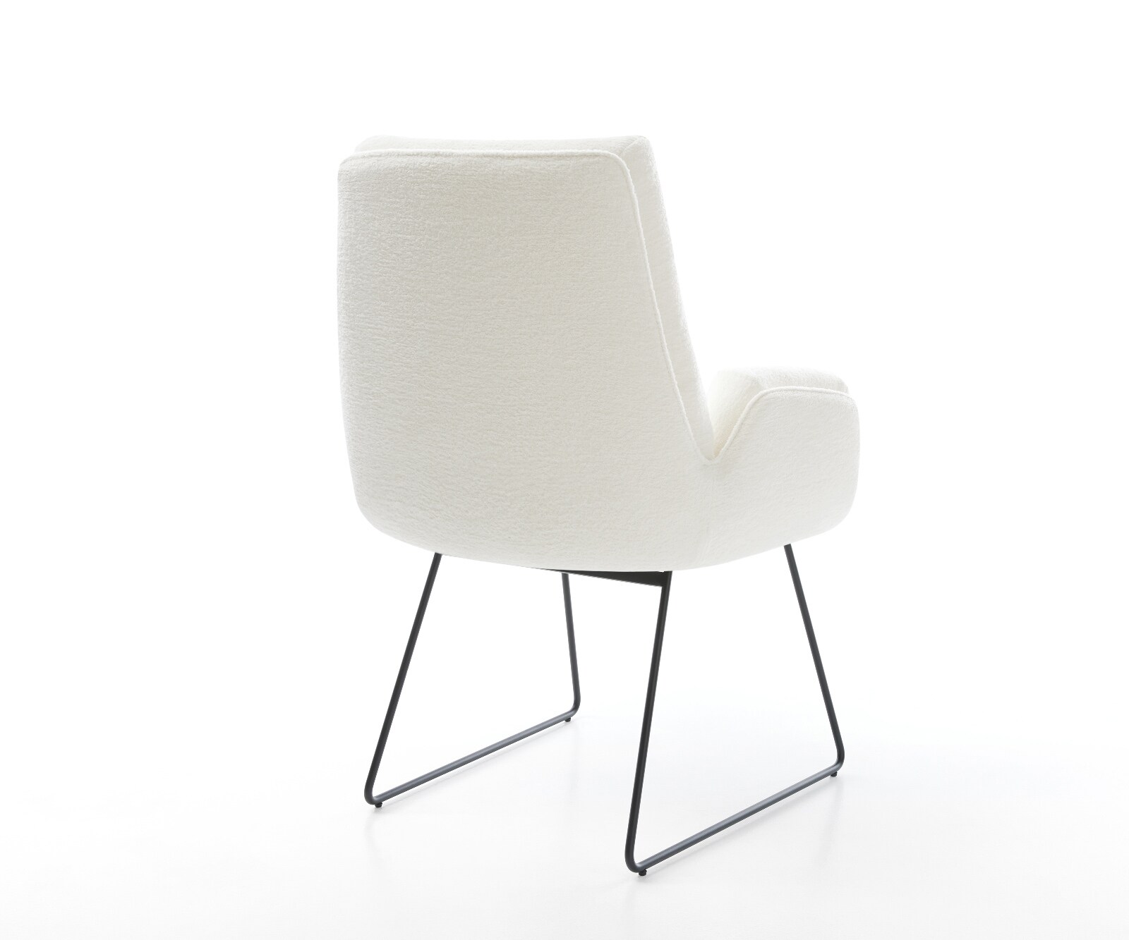 Chaise-de-salle-à-manger Clea-Flex bouclé doux beige pied trapèze noir 5