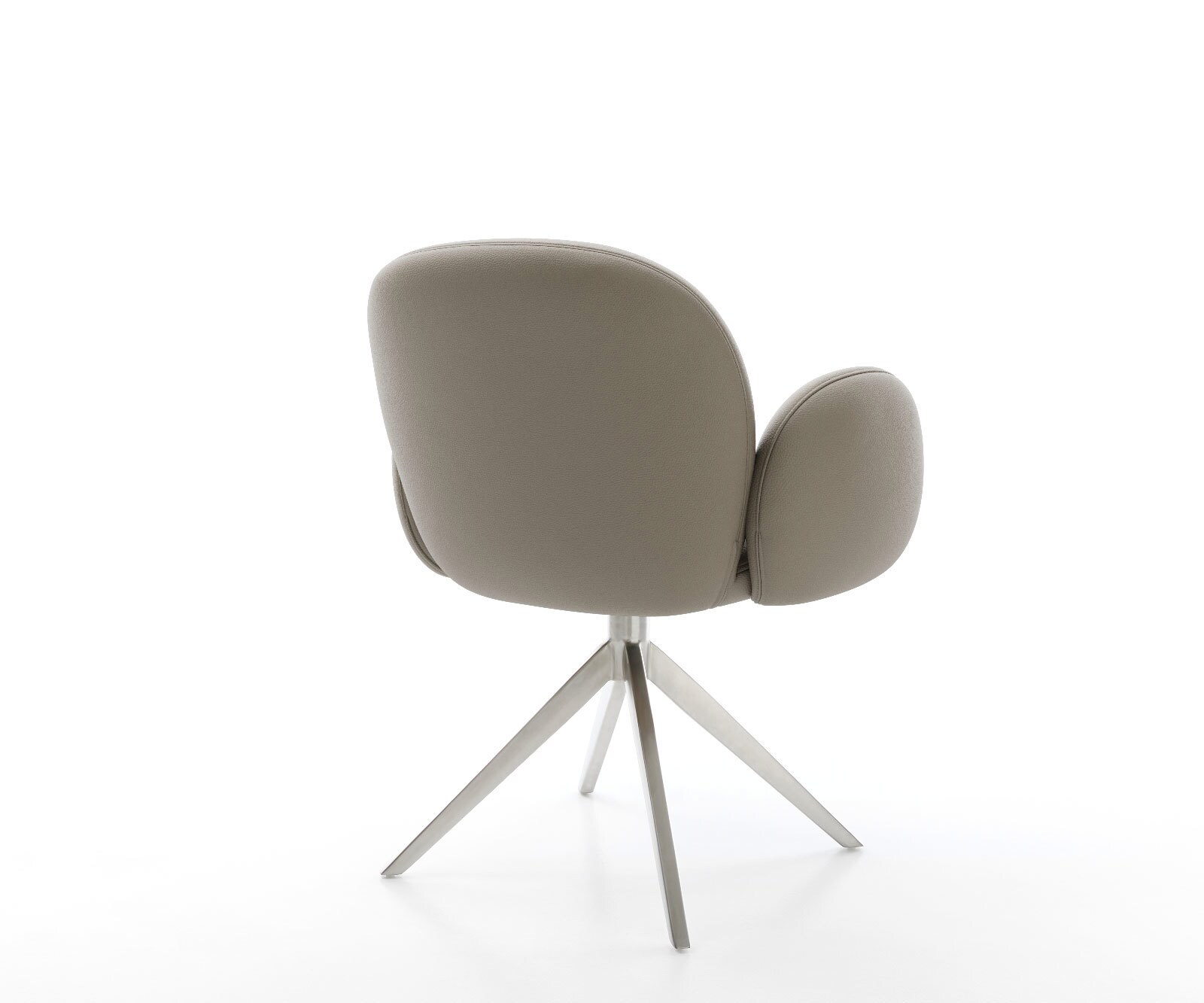 Chaise-pivotante Nube-Flex cuir de vache couleur boue pied croisé large acier inoxydable brossé pivotement sur 360° fonction bascule ressorts ensachés 4