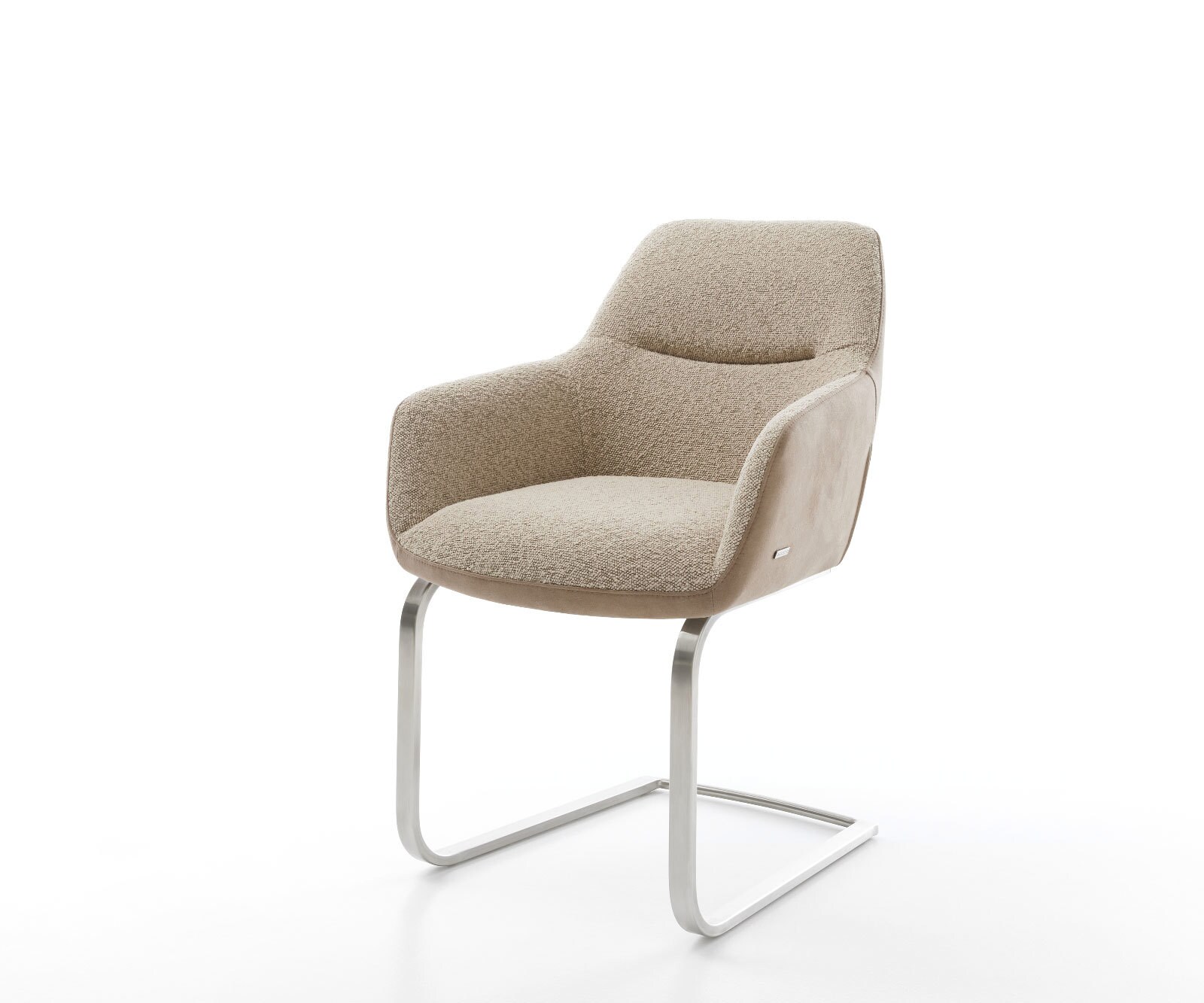 Cantilever Pejo-Flex tissu mixte couleur boue pied cantilever plat acier inoxydable brossé ressorts ensachés