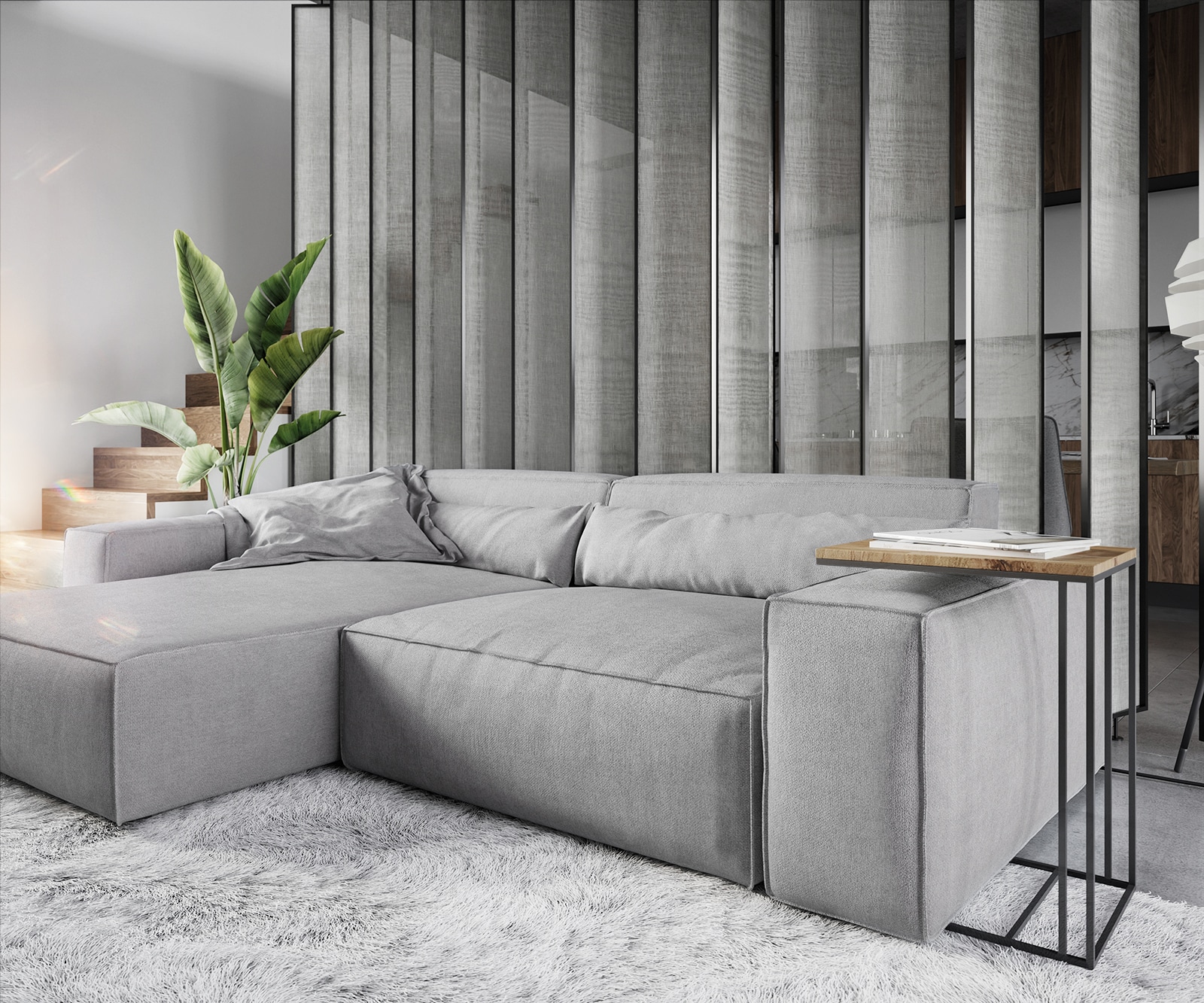 Canapé d'angle Sirpio XL 270x170 cm Microfibre Gris Recamiere variable avec Tabouret 4 Canapé d'angle Sirpio XL 270x170 cm Microfibre Gris Recamiere variable avec Tabouret 4