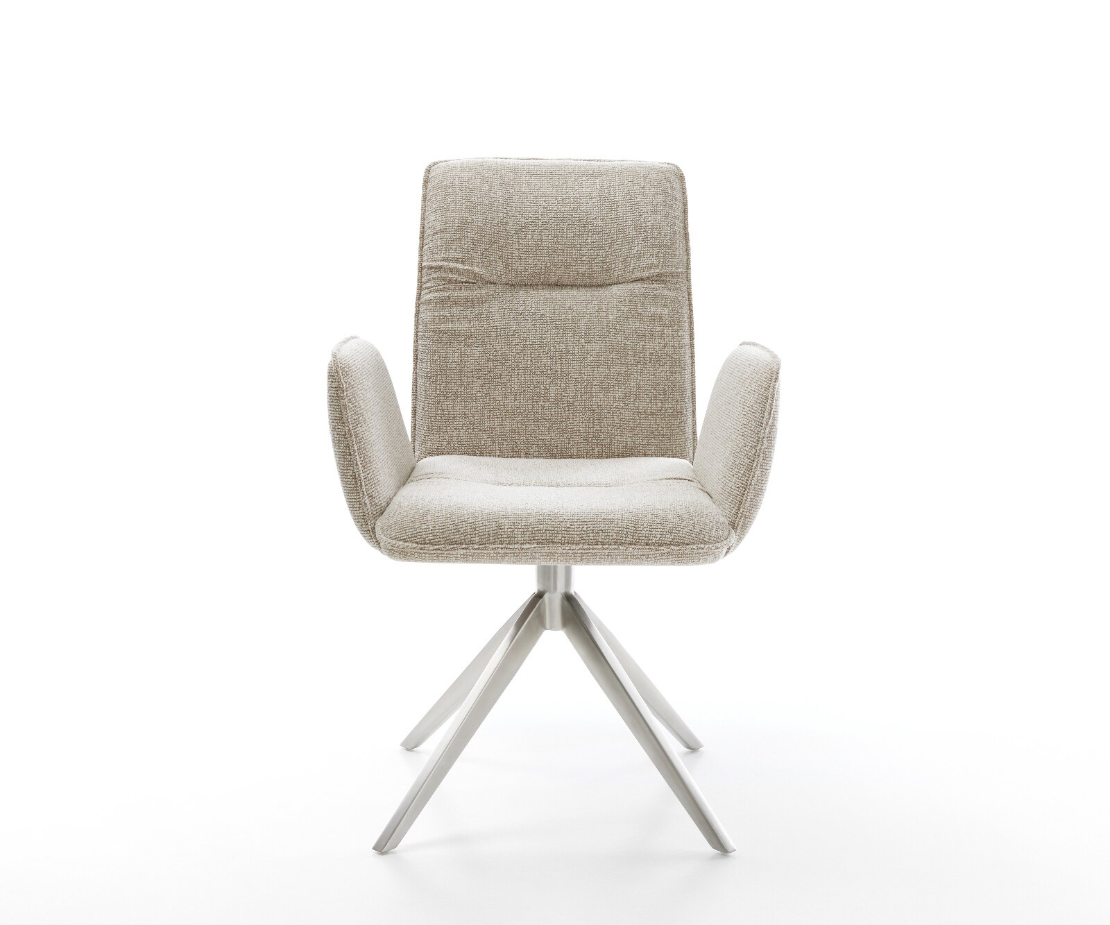 Chaise-pivotante Vinja-Flex tissu tissé doux beige pied croisé large acier inoxydable pivotement sur 360° fonction bascule 2