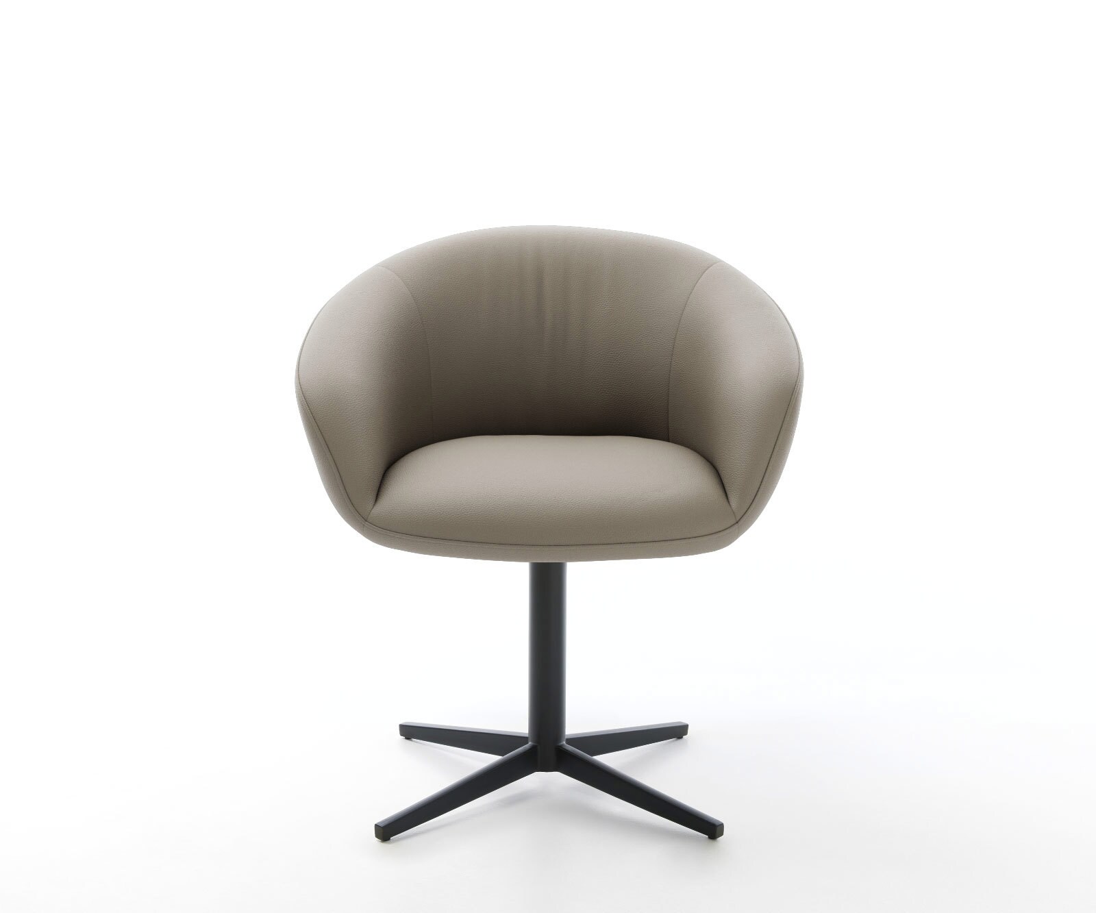 Chaise-pivotante Vinka-Flex avec accoudoirs cuir de vache couleur boue pied de chaise 4 branches noir pivotement sur 360° ressorts ensachés 2