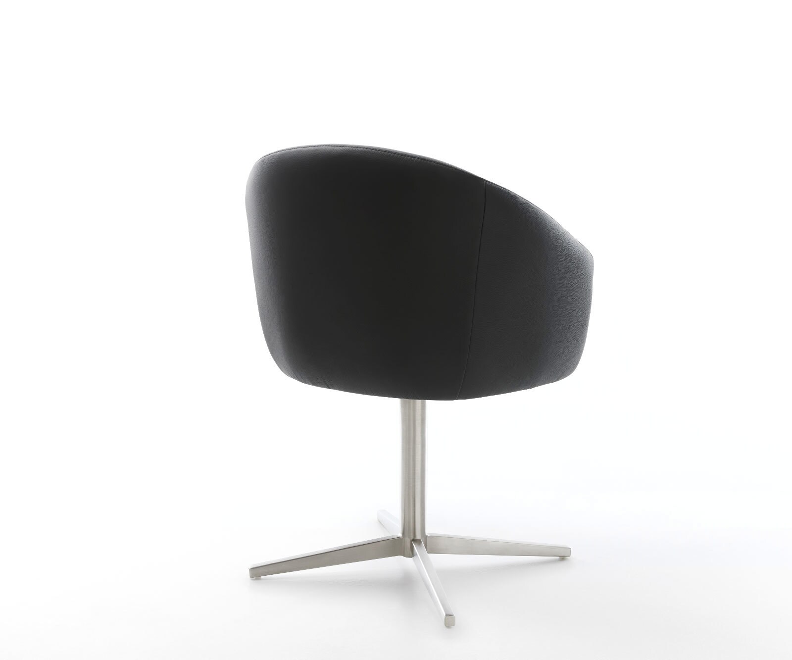 Chaise-pivotante Caja-Flex avec accoudoirs cuir de vache noir pied de chaise 4 branches acier inoxydable brossé pivotement sur 360° ressorts ensachés 5