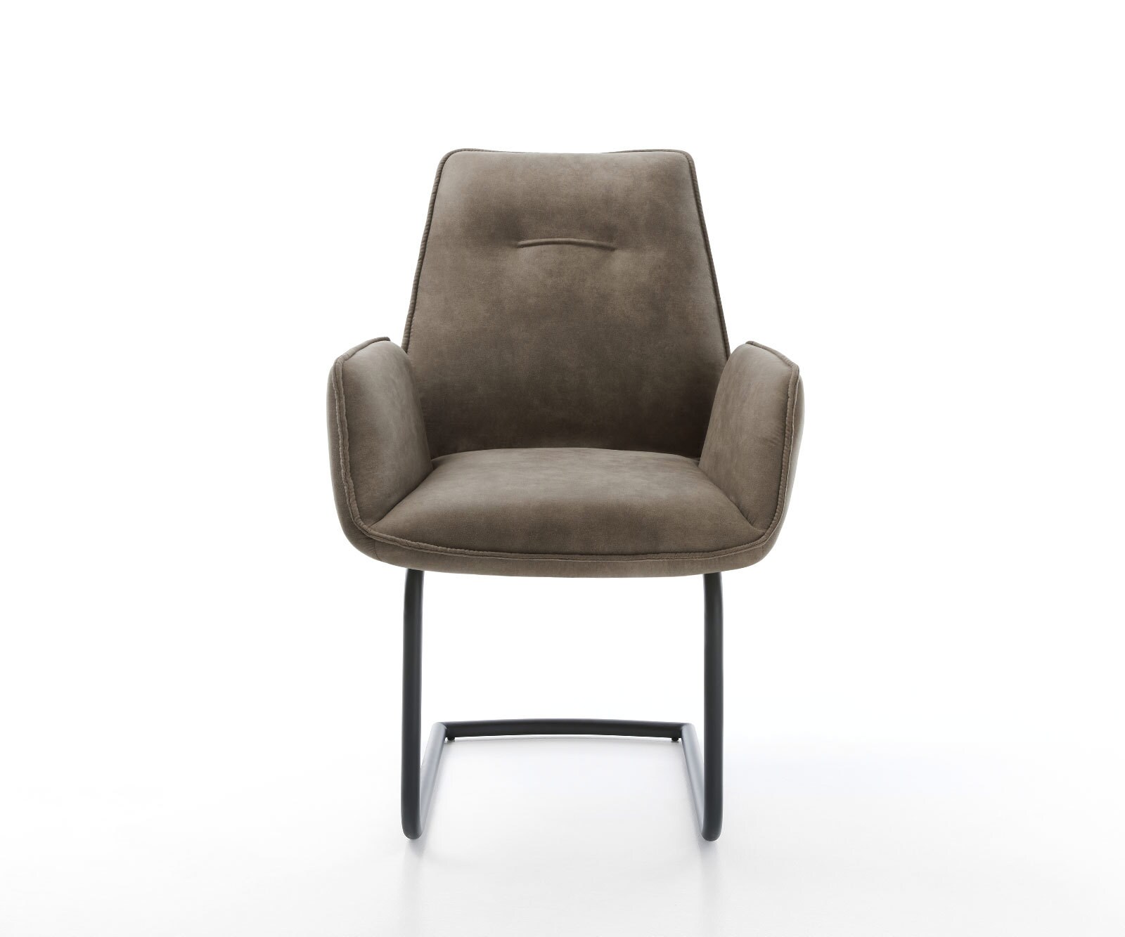 Cantilever Zoa-Flex microvelours taupe vintage pied cantilever rond noir ressorts ensachés 1