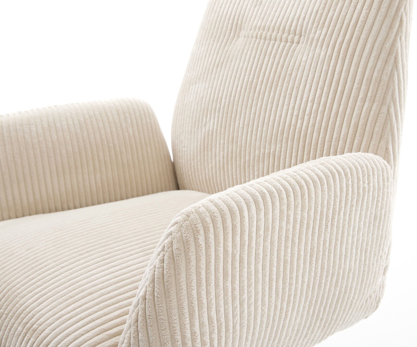 Chaise-pivotante Zoa-Flex côtelé beige pied de chaise 4 branches grafiete pivotement sur 360° fonction bascule ressorts ensachés 4