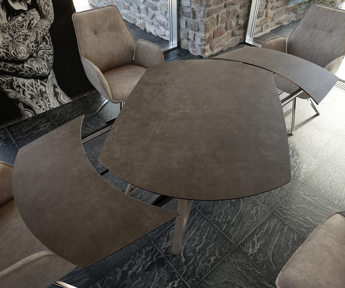 Table-manger Carlow 130/200x95 cm céramique marron acier inoxydable extensible 3 Table-manger Carlow 130/200x95 cm céramique marron acier inoxydable extensible 3