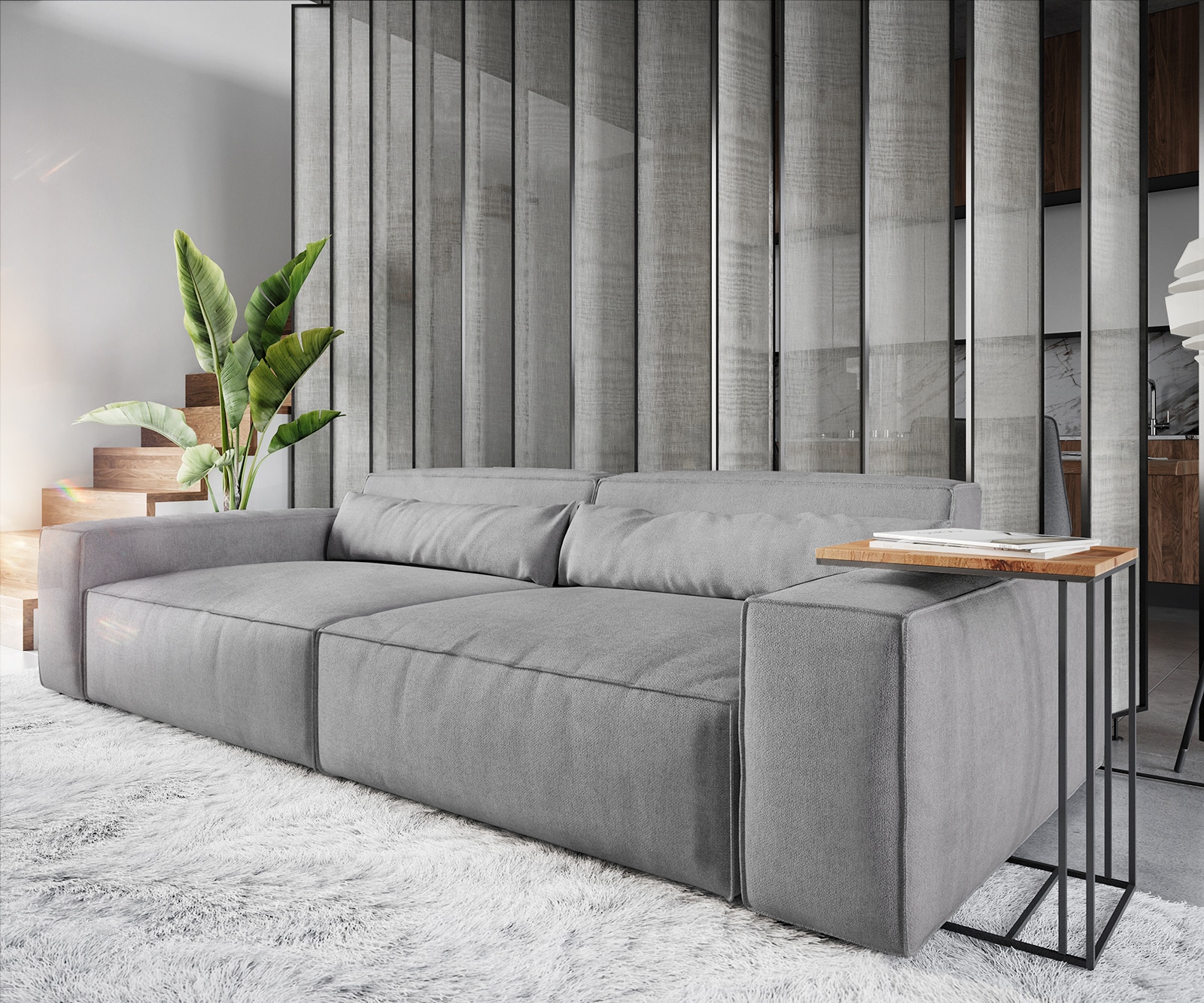 Grand Canapé Sirpio XL 270x130 cm Microfibre Gris 4 Grand Canapé Sirpio XL 270x130 cm Microfibre Gris 4