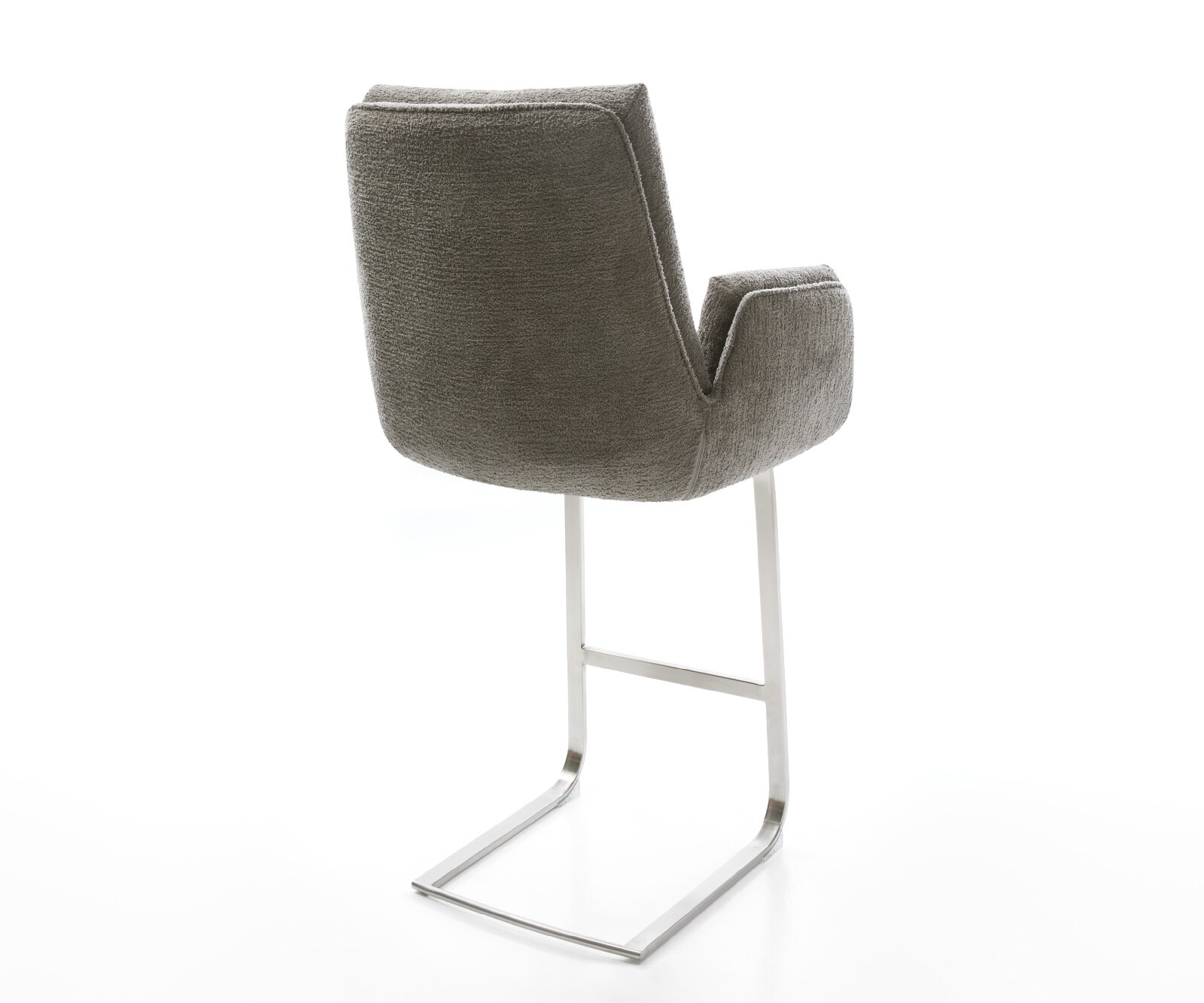 Chaise-de-bar Clea-Flex Bouclé doux Boue Pied cantilever acier inoxydable Argent 4