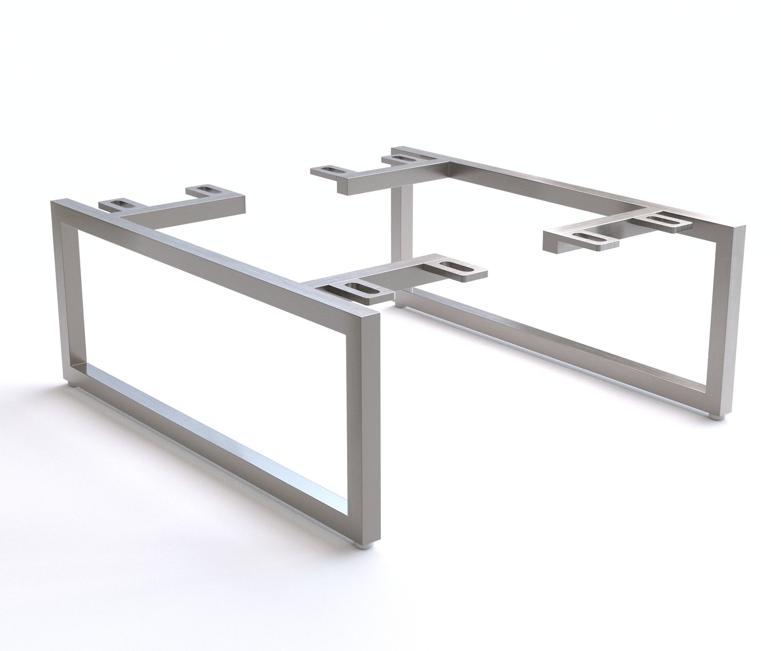 Pied-patin étroit 15 cm inoxydable brossé pour meubles à caisson de profondeur 40-45 cm (lot de 2)