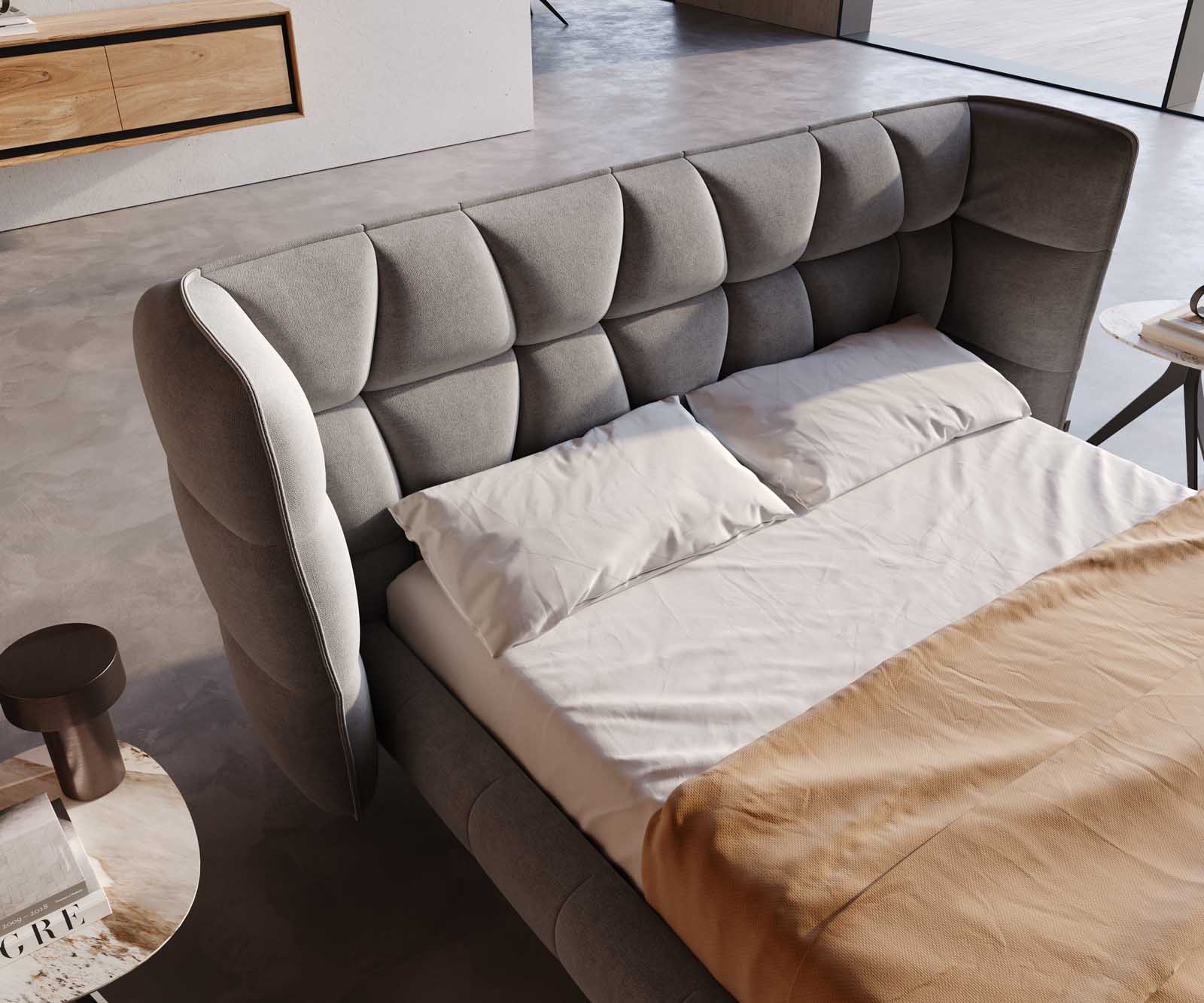 Sommier rembourré Capujo 140x200 cm microfibre grise 3 Sommier rembourré Capujo 140x200 cm microfibre grise 3