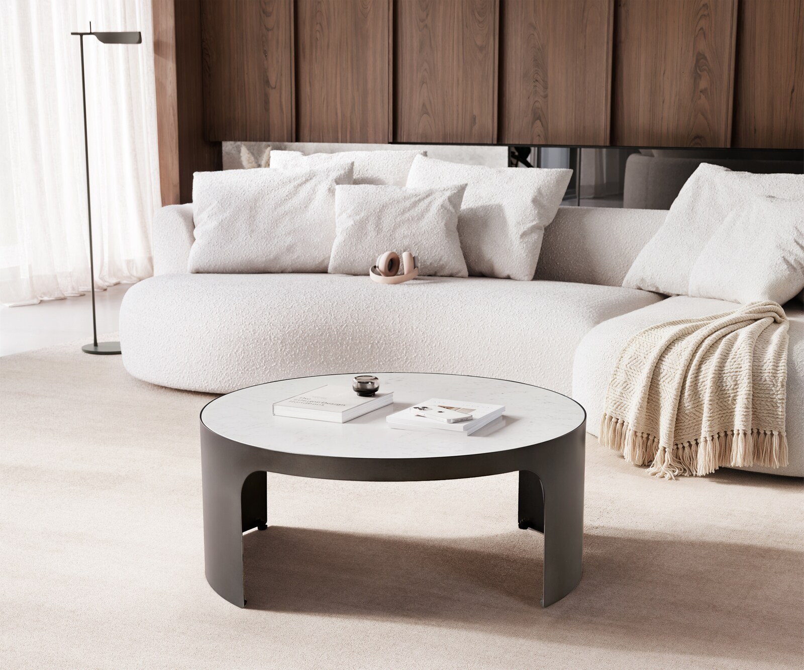 Table-basse Alerio 90x90 cm Marbre blanc Métal noir antique 4