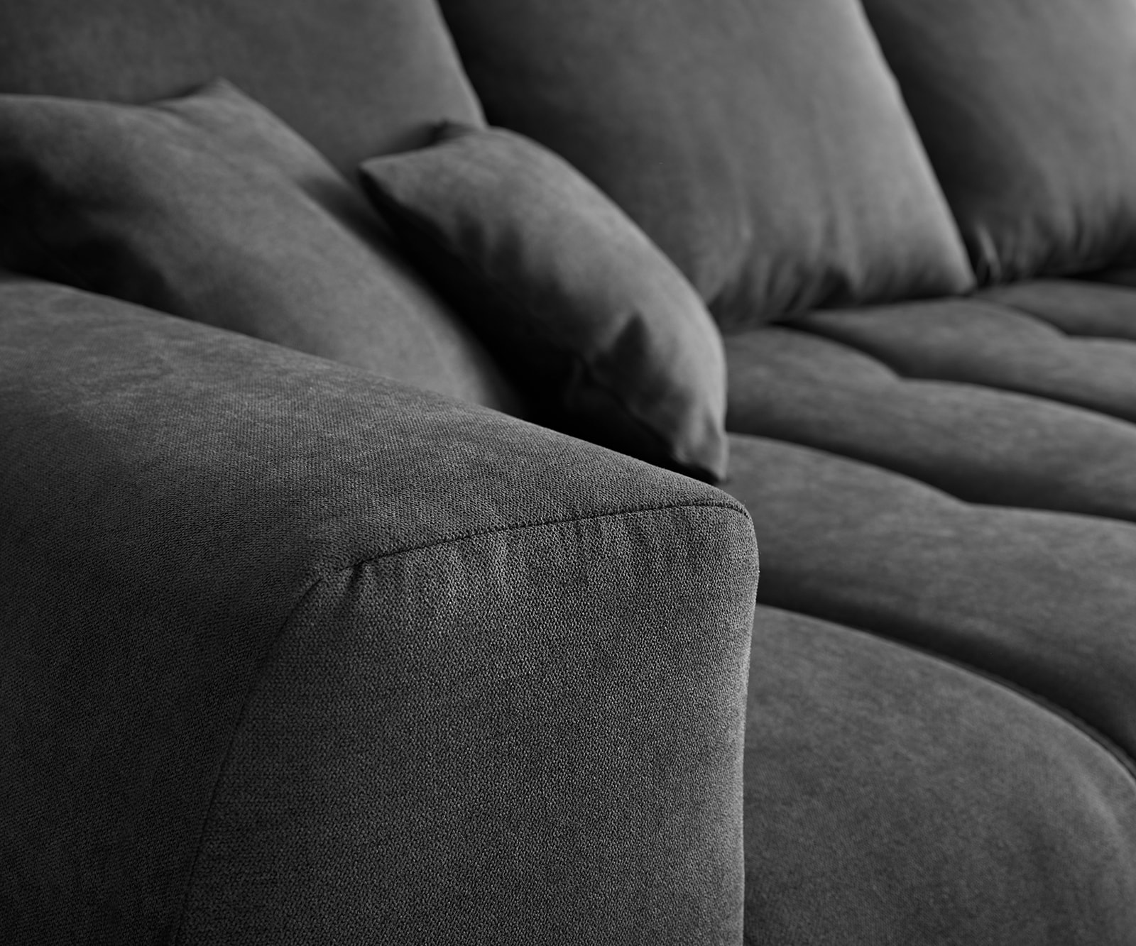 Canapé-panoramique Josea 300x220 cm microfibre noir Recamière à droite 3 Canapé-panoramique Josea 300x220 cm microfibre noir Recamière à droite 3