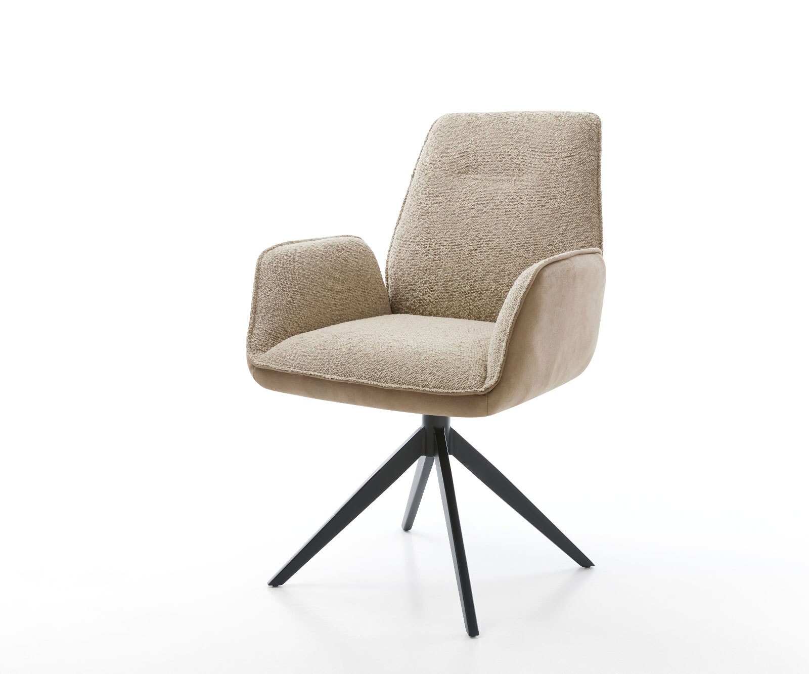 Chaise-pivotante Zoa-Flex tissu mixte couleur boue pied croisé large noir pivotement sur 360° ressorts ensachés