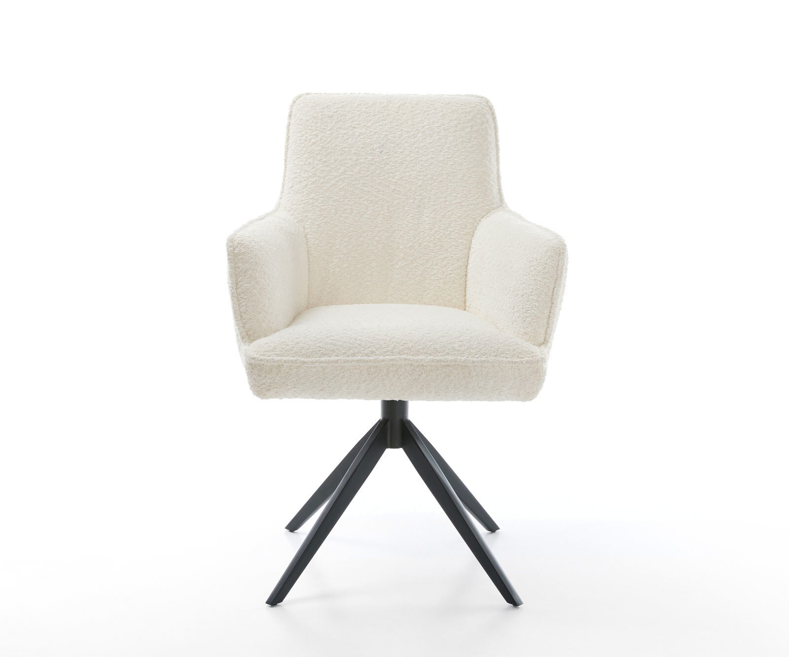 Chaise-pivotante Heira-Flex bouclé blanc pied croisé large noir pivotement sur 360° fonction bascule ressorts ensachés 1