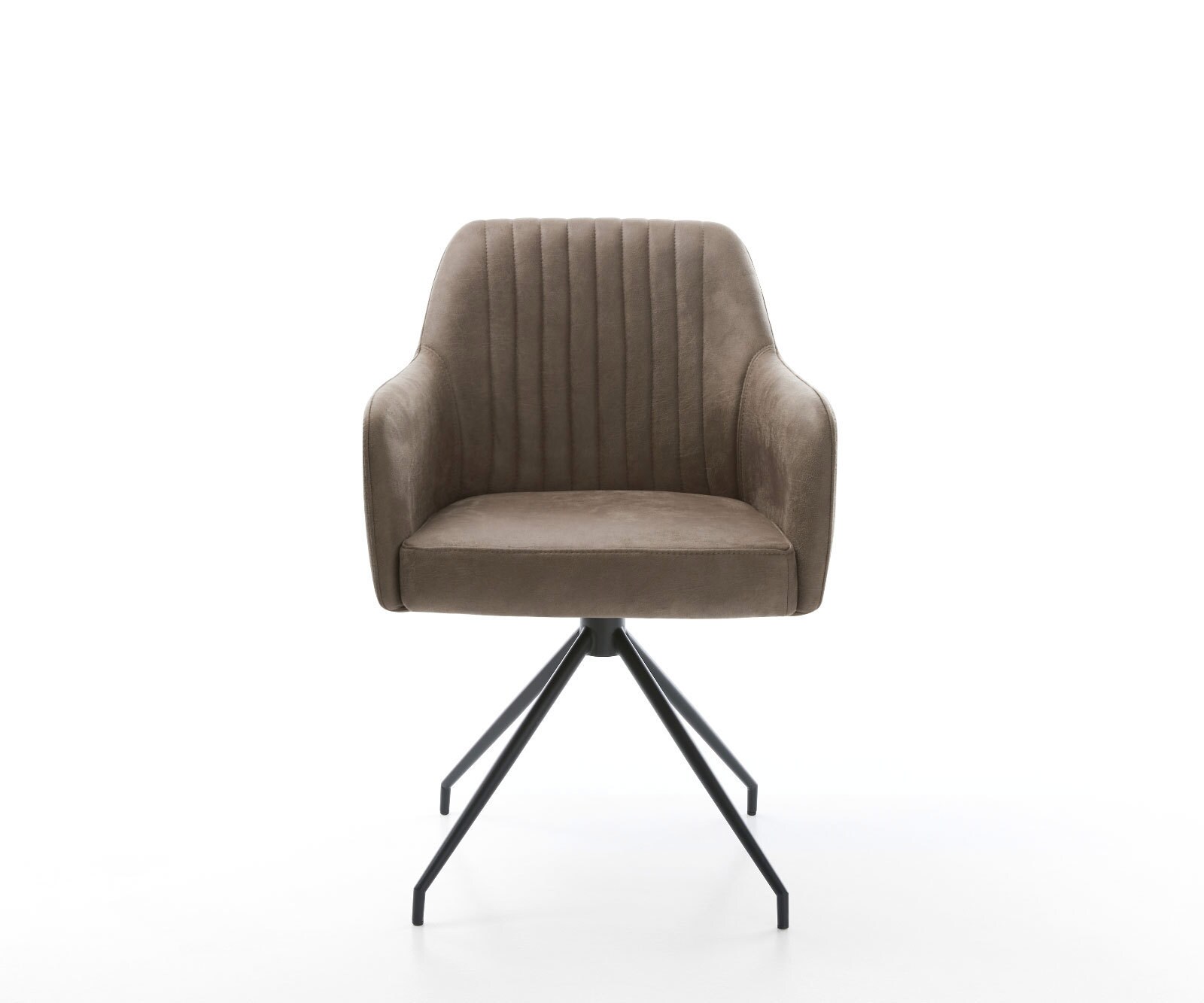 Chaise-de-salle-à-manger Greg-Flex microvelours taupe vintage pied croisé conique noir ressorts ensachés 1