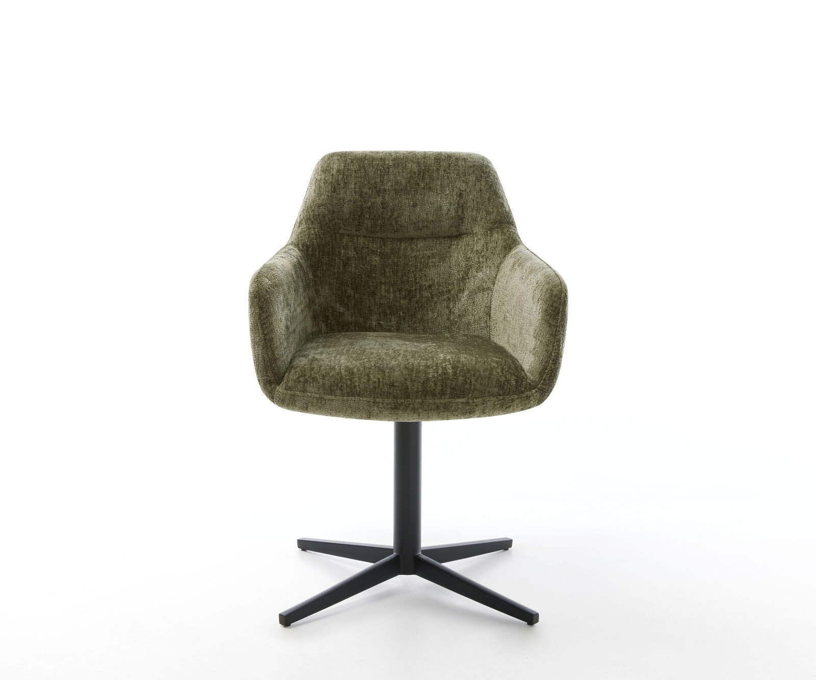 Chaise-pivotante Pejo-Flex chenille olive pied de chaise 4 branches noir pivotement sur 360° ressorts ensachés 1