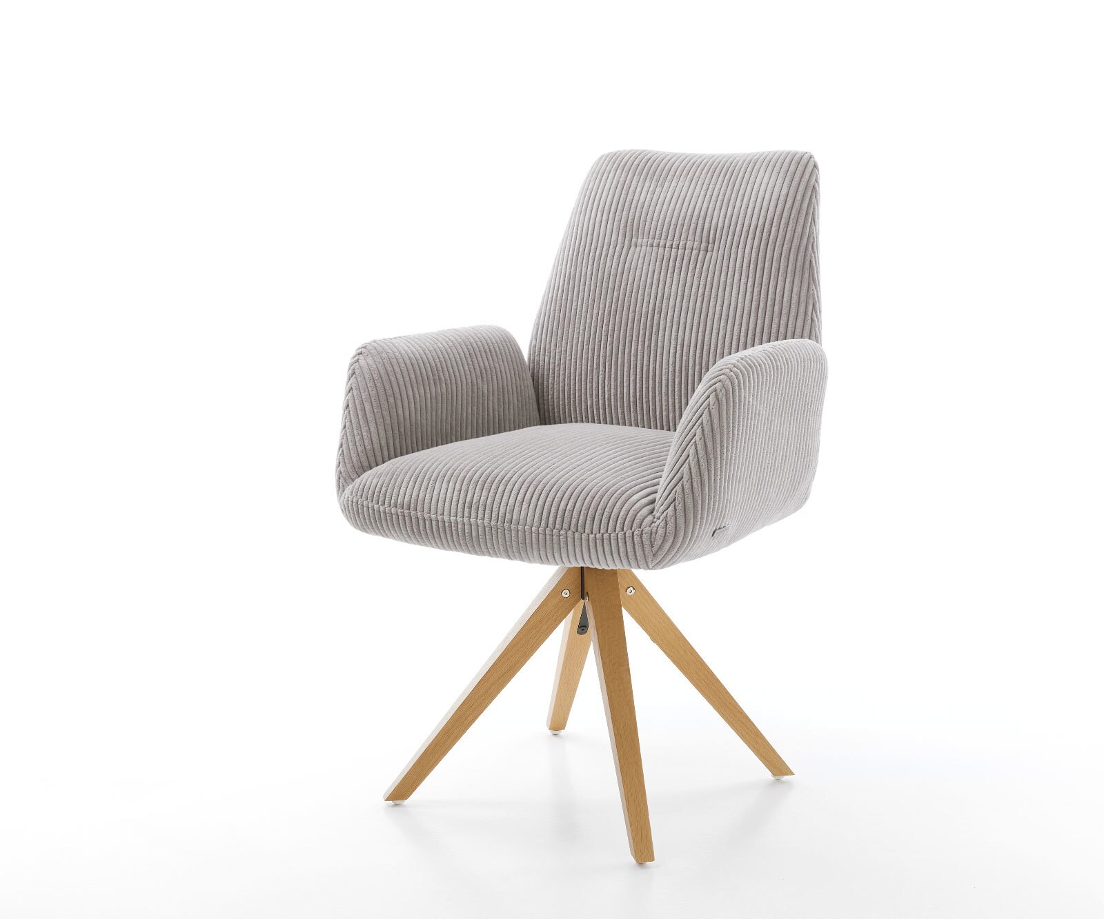 Chaise-de-salle-à-manger Zoa-Flex côtelé gris argenté pied en bois angulaire naturel ressorts ensachés