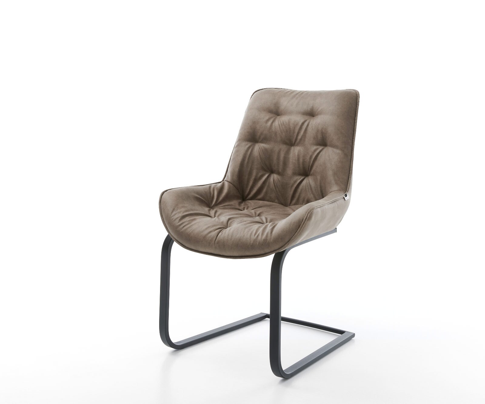 Cantilever Taimi-Flex microvelours taupe vintage pied cantilever plat noir