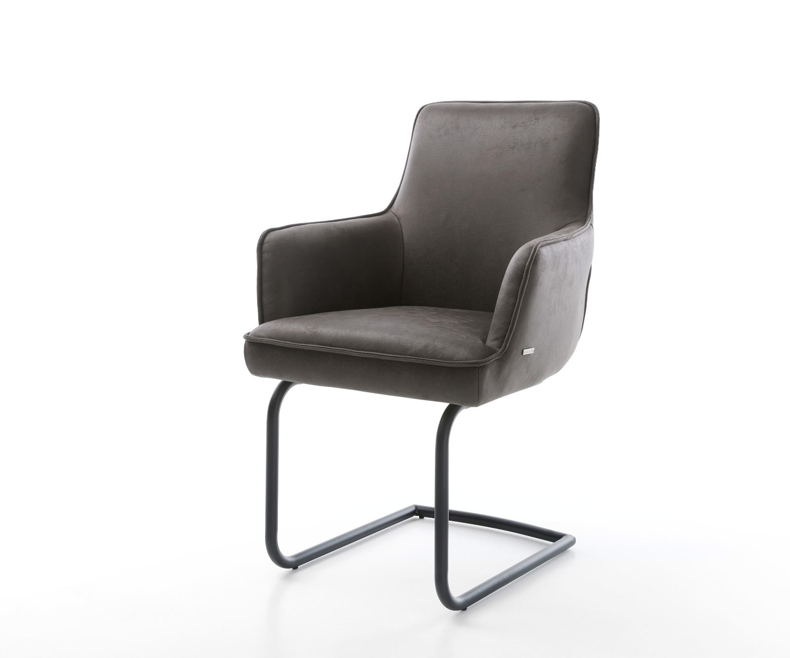 Cantilever Heira-Flex avec accoudoirs microvelours anthracite vintage pied cantilever rond noir ressorts ensachés 1