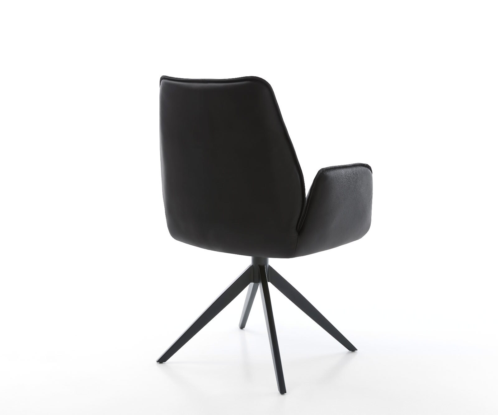 Chaise-de-salle-à-manger Zoa-Flex cuir de vache noir pied croisé large noir ressorts ensachés 4