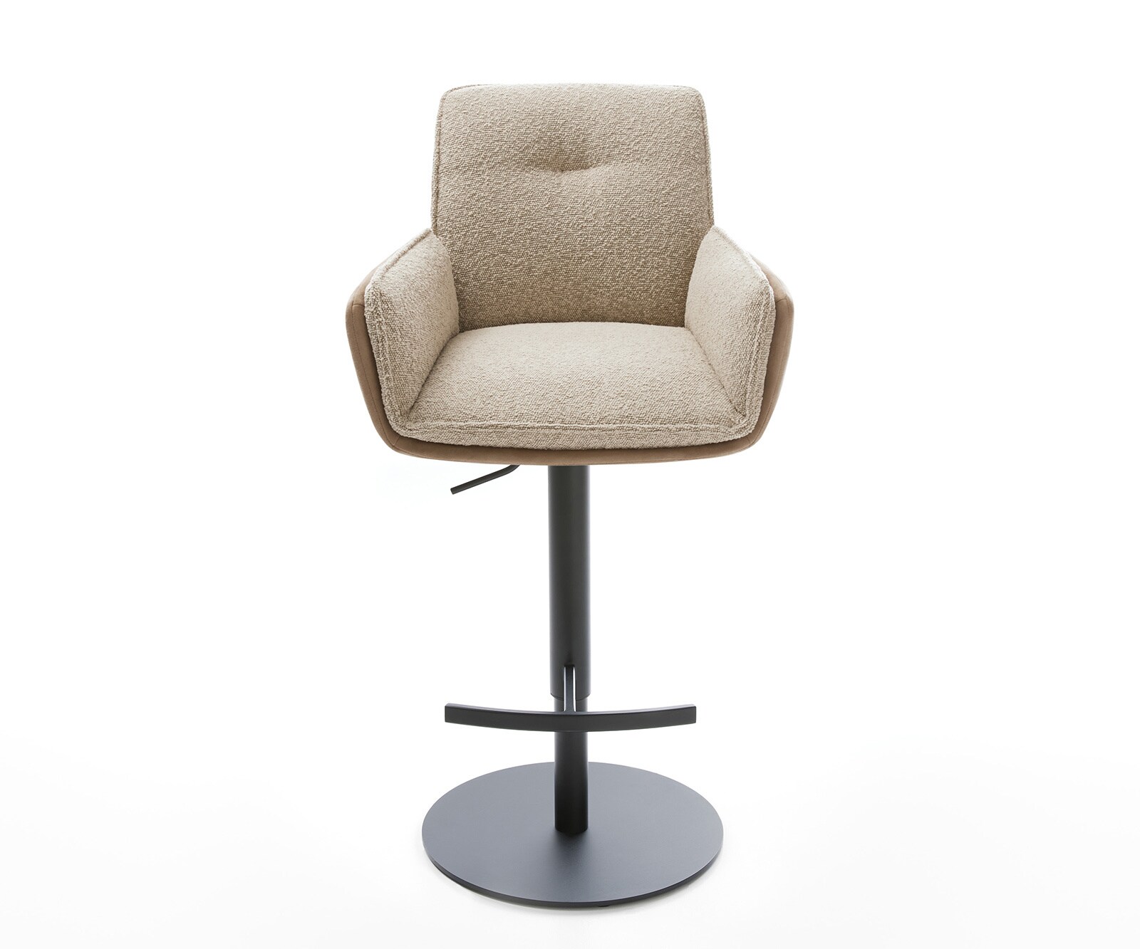 Chaise-de-bar Nela-Flex mélange de matériaux boue pied pivotant réglable en hauteur métal pivotant ressorts ensachés 1