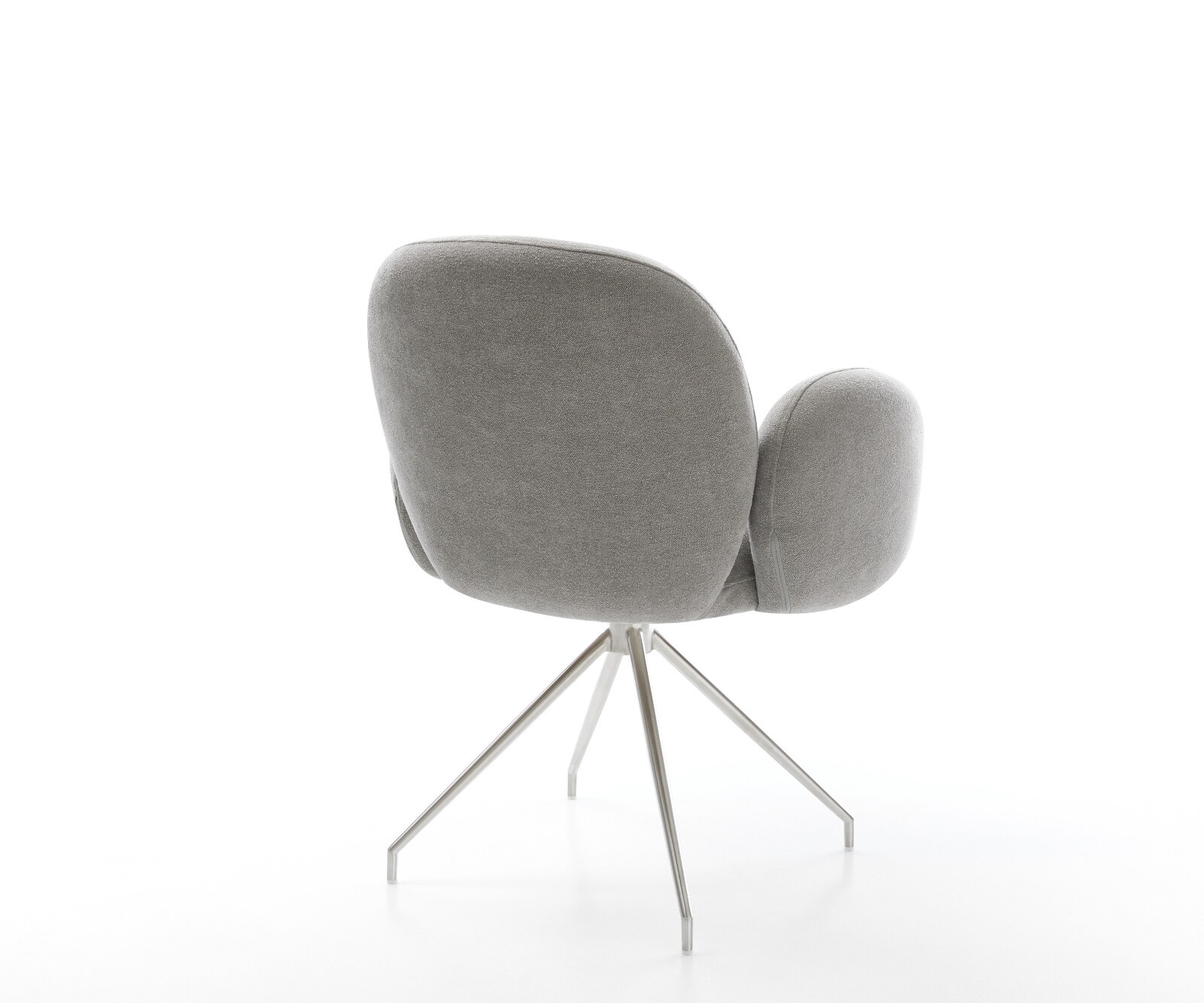 Chaise-de-salle-à-manger Nube-Flex avec accoudoirs tissu structuré doux gris pied croisé conique acier inoxydable resorts ensachés 5