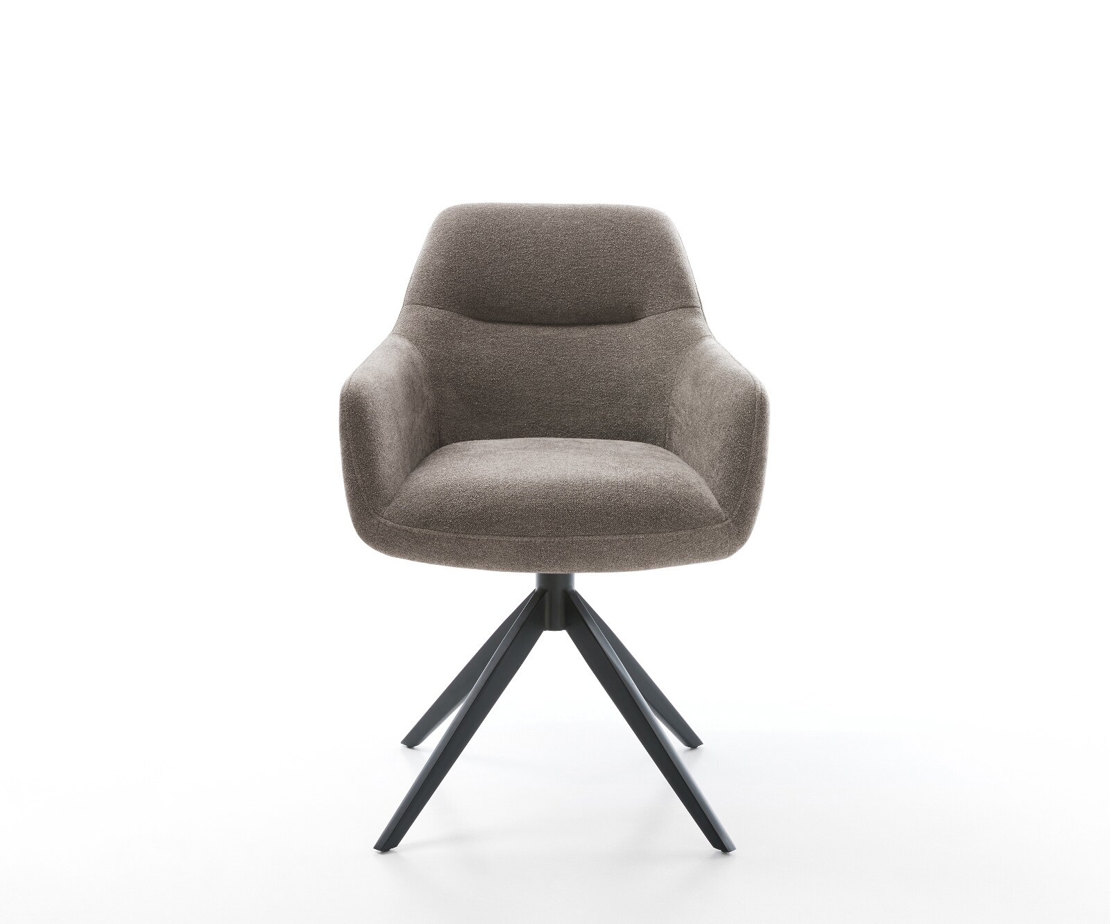 Chaise-pivotante Pejo-Flex tissu structuré doux taupe pied croisé large noir pivotement sur 360° fonction bascule ressorts ensachés 1