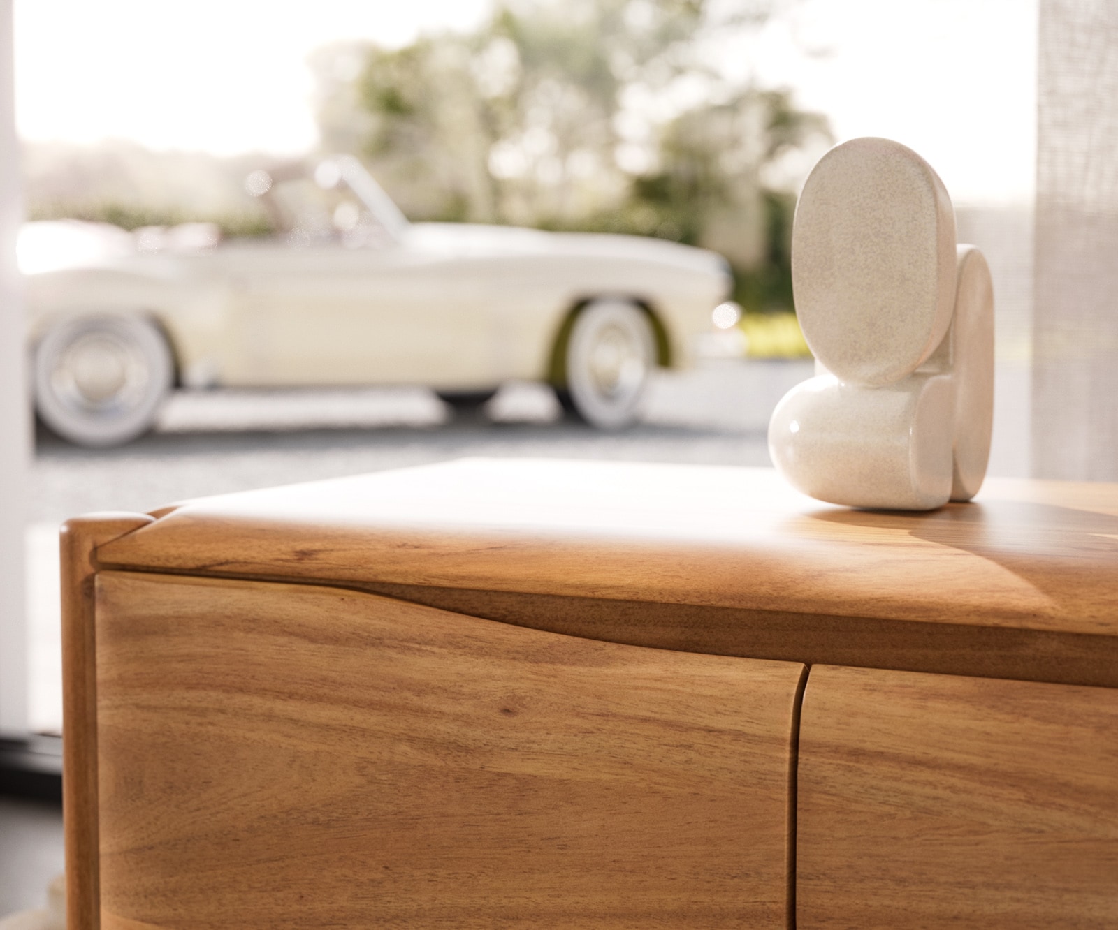 Meuble-TV Simcha 220 cm acacia naturel 4 portes 2 tiroirs 6