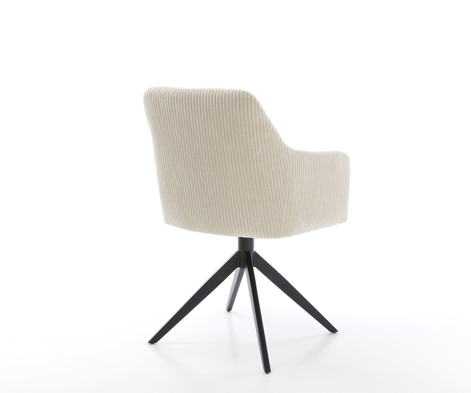 Chaise-pivotante Greg-Flex côtelé beige pied croisé large noir pivotement sur 360° fonction bascule ressorts ensachés 4