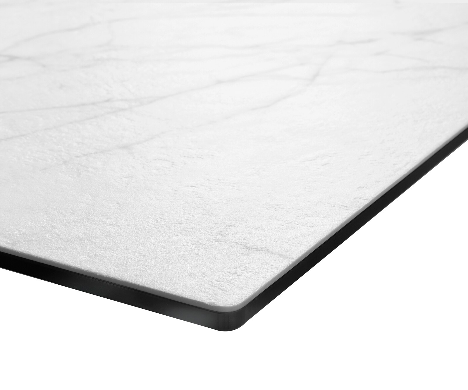 Table-à-manger Edge 200x100cm Laminam® céramique blanc pieds milieu acier plat noir 5