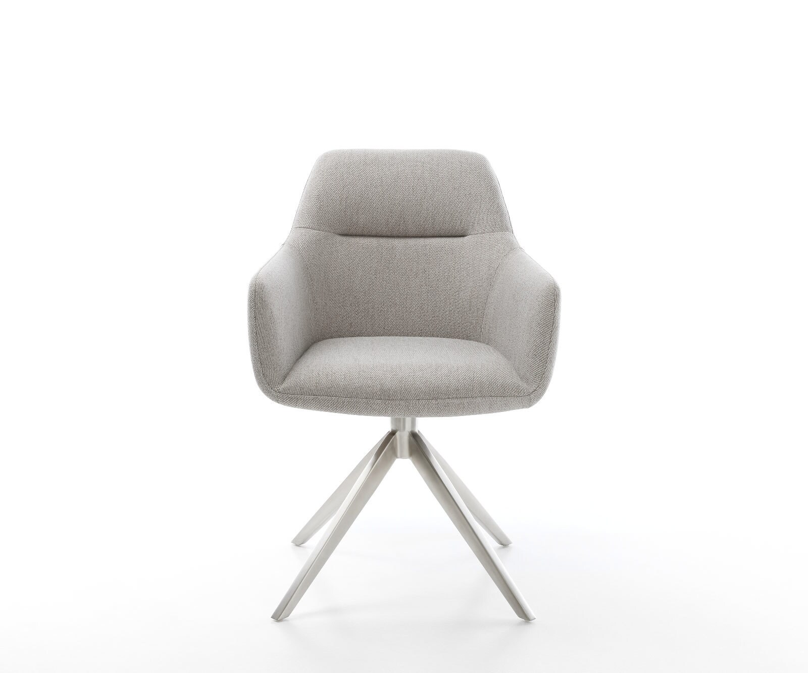 Chaise-pivotante Pejo-Flex rayures gris clair pied croisé large acier inoxydable brossé pivotement sur 360° fonction bascule ressorts ensachés 2